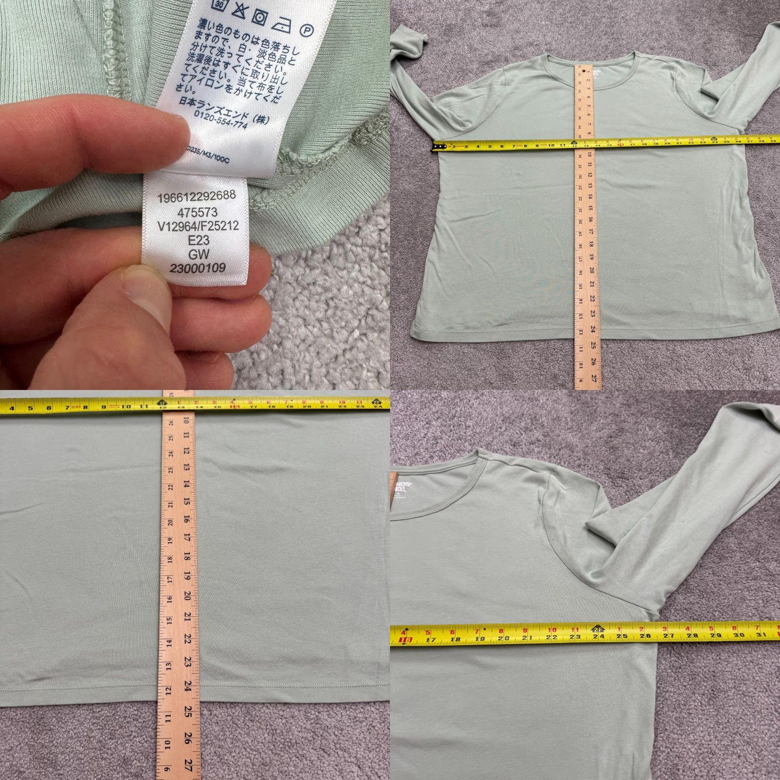 Lands' End Lands' End Plus Size 1X Long Sleeve T-Shirt Women Crew Neck Cotton Sage Green Casual Classic Size XL / US 12-14 / IT 48-50 - 8 Thumbnail
