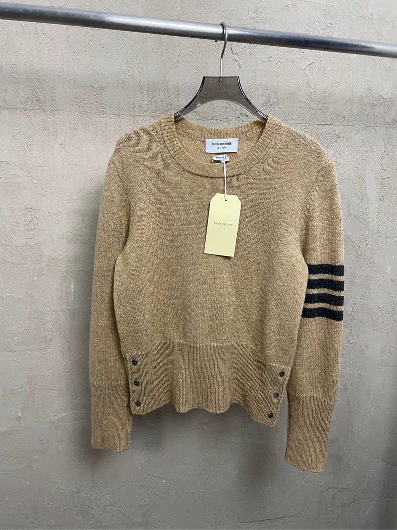 Thom browne Brown four-stripe wool round-neck sweater 2504-