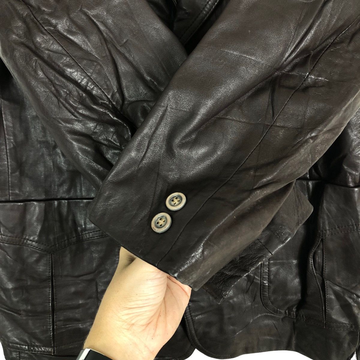 Genuine Leather 🔥90’s Double Breast Genuine Leather Jacket Rick Owens Size US L / EU 52-54 / 3 - 12 Thumbnail