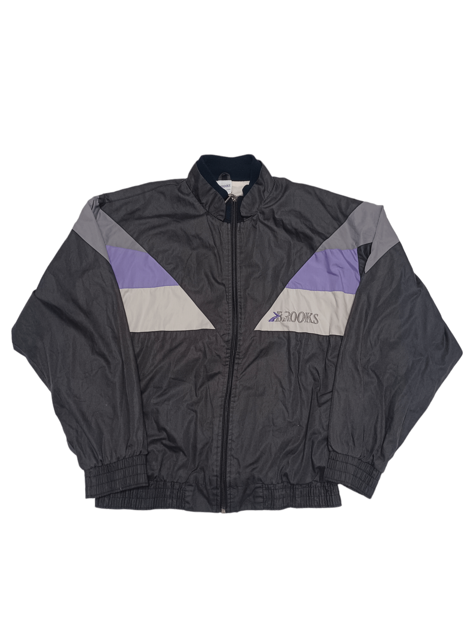 Pre-owned 1990x Clothing X Brooks Made In Korea Brooks 80's Or Early 90's Nylon Bomber In Black