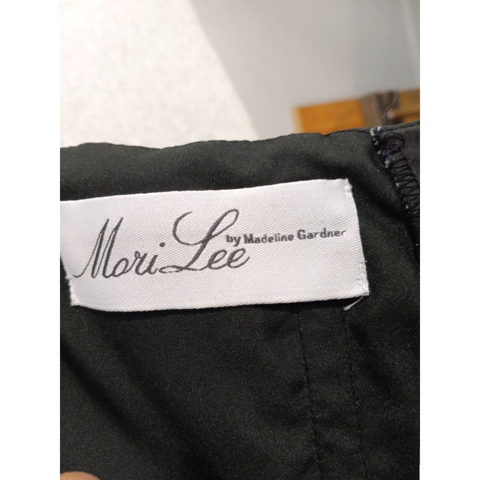 Vintage Mori Lee by Madeline Gardner Formal Dress Gown Black SZ 9/10 One Shoulder Strap Dress Midi Knee Length Womens Size M / US 6-8 / IT 42-44 - 5 Thumbnail
