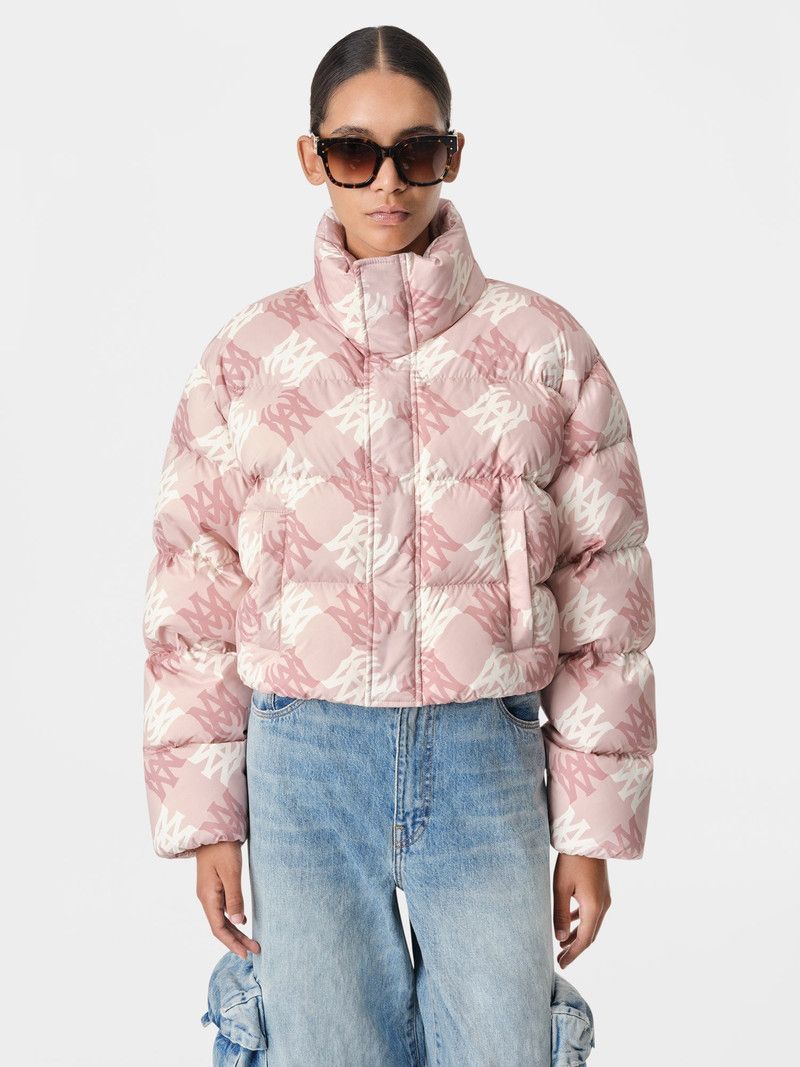 Amiri o1orln1125 MA Quad Cropped Down Jacket in Pink/White Size XL / US 12-14 / IT 48-50 - 3 Thumbnail
