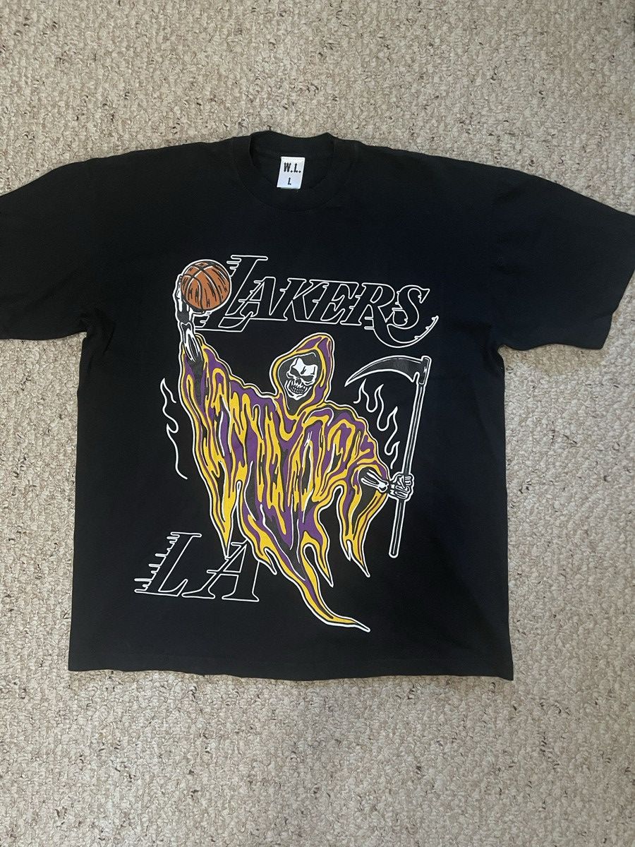 image of Warren Lotas Lakers Reaper Tee in Black, Men's (Size Large)