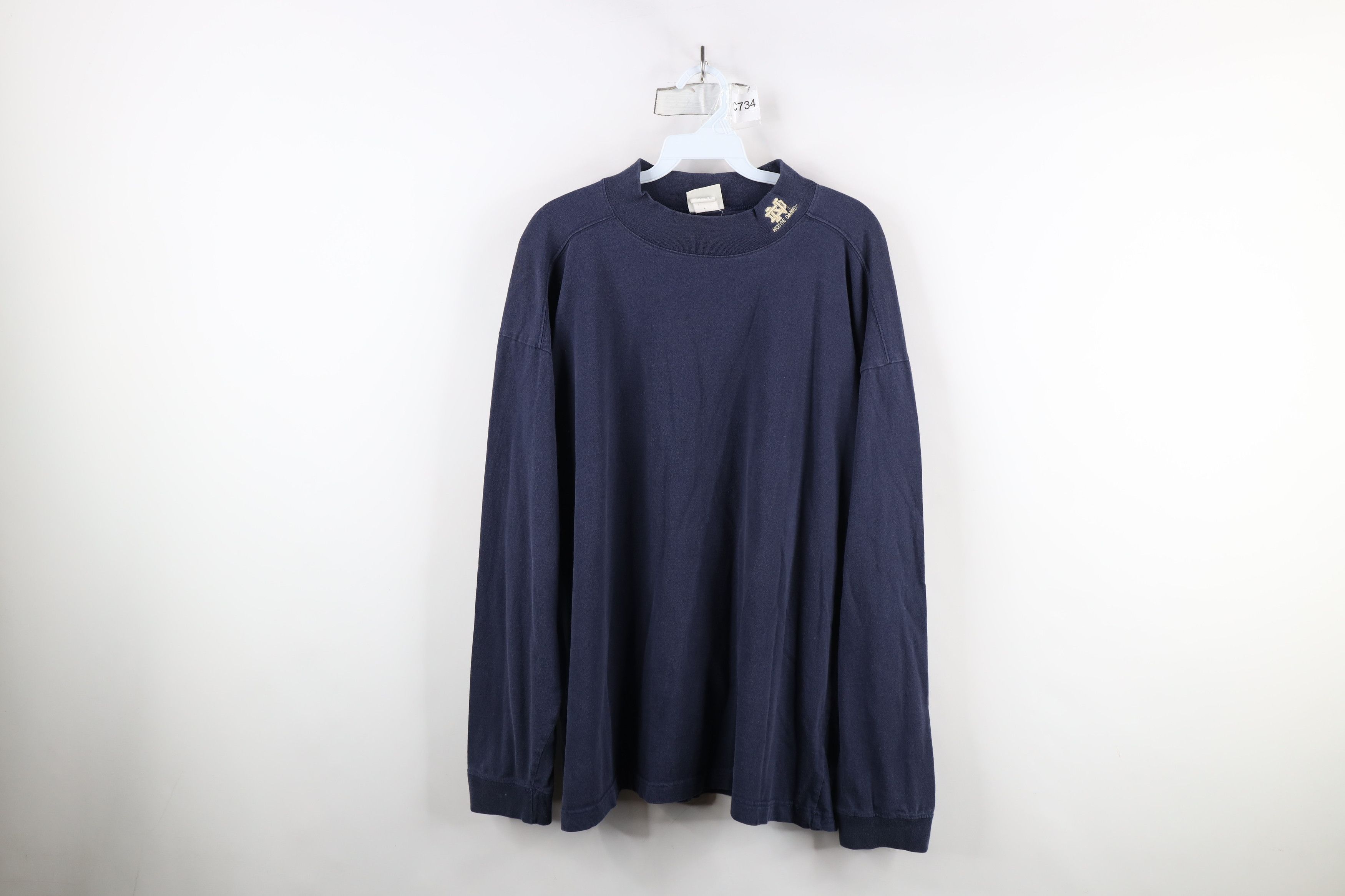 Vintage Vintage 90s Dame University Mock Neck Long Sleeve T-Shirt Size US XXL / EU 58 / 5 - 1 Thumbnail