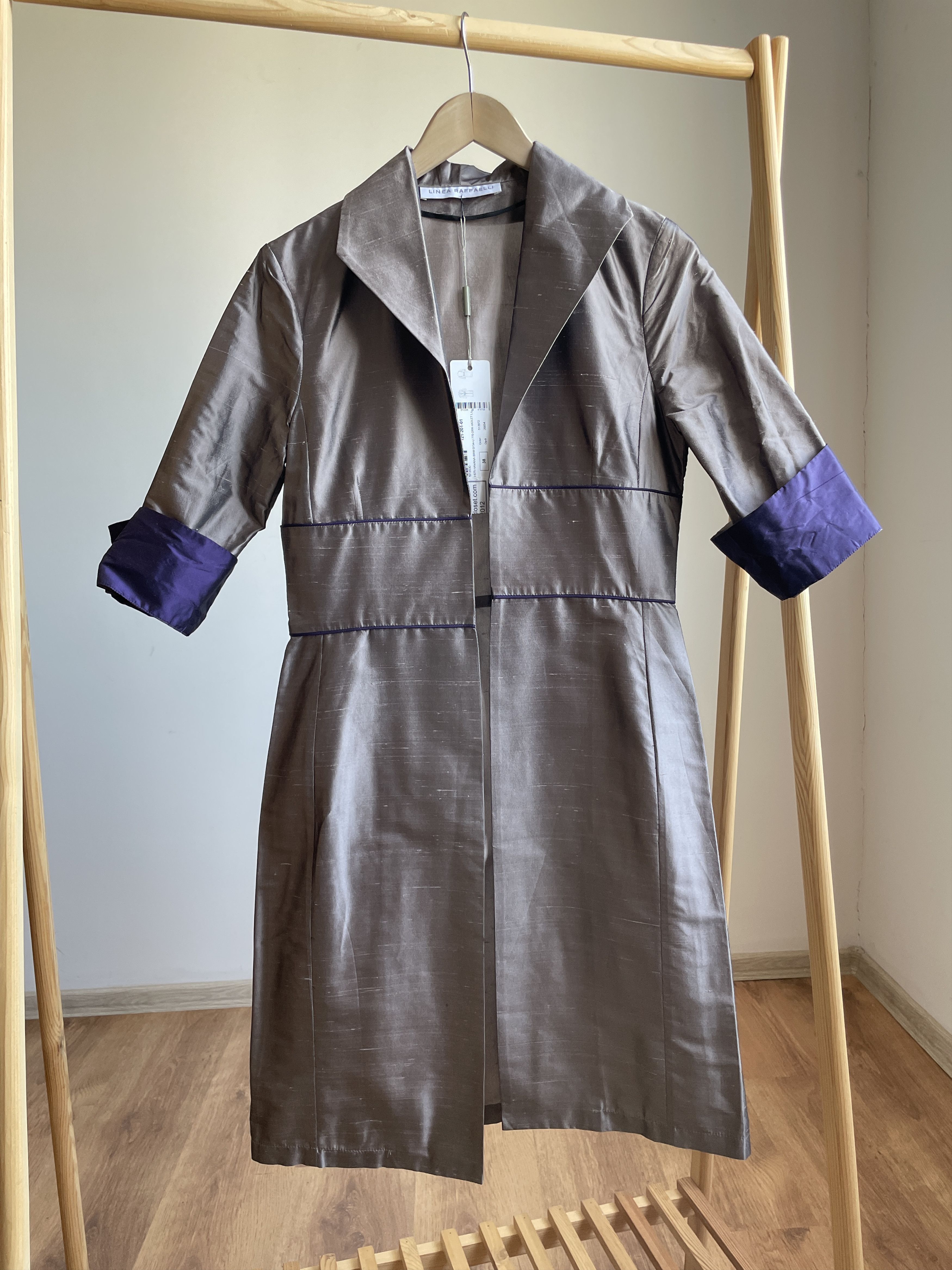 Other BNWT Linea Raffaelli Silk Opent Front Long Blazer Coat Size XS / US 0-2 / IT 36-38 - 1 Thumbnail