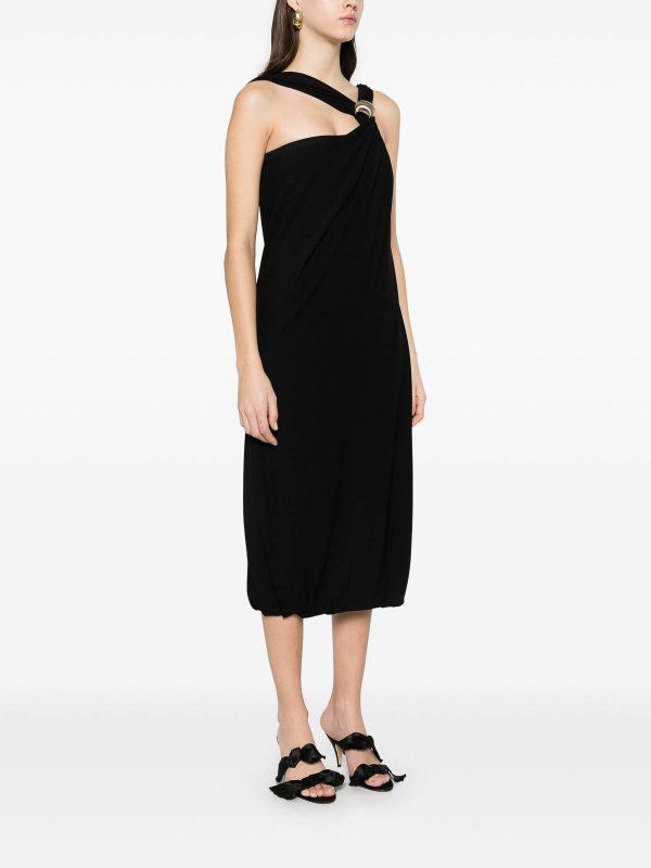 Lanvin o1y0326 Midi Dress in Black Size M / US 6-8 / IT 42-44 - 3 Thumbnail