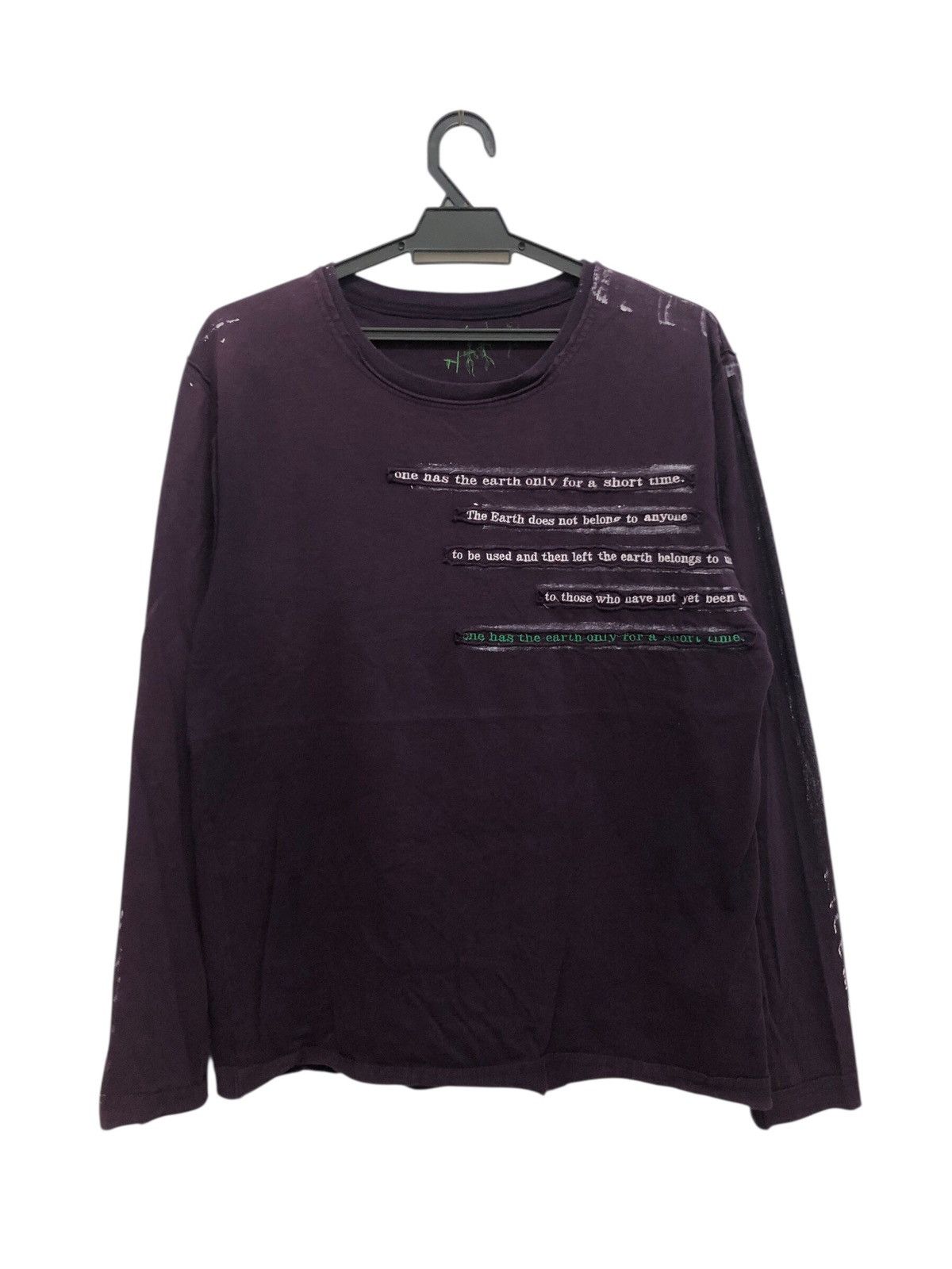 GRUNGE PATCH POEM TEE PAINT ROLL ROUGH EDGE DISTRESSED STYLE