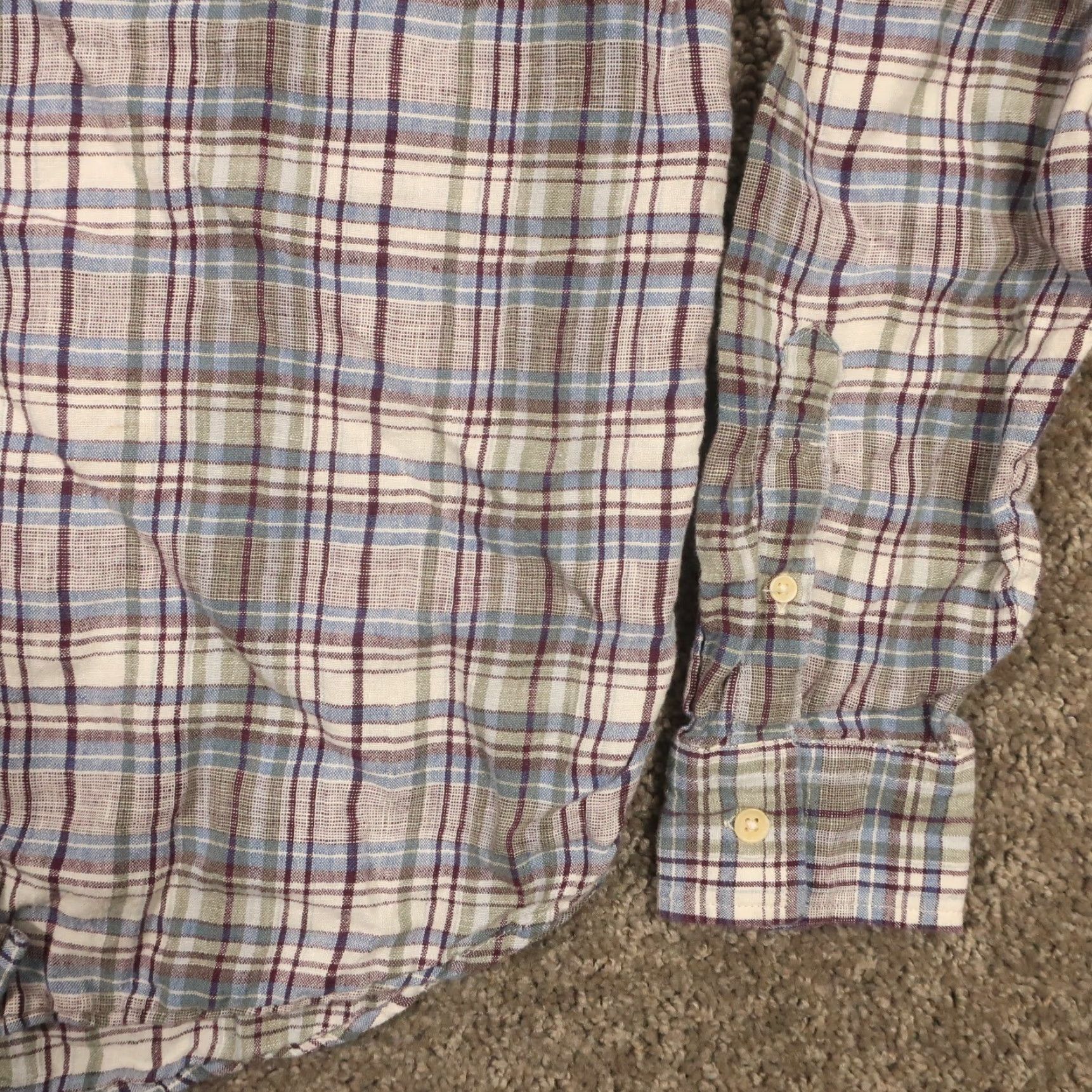Lucky Brand Lucky Brand Linen Shirt Mens L Multicolor Plaid Button Up Long Sleeve EUC Size US L / EU 52-54 / 3 - 6 Thumbnail