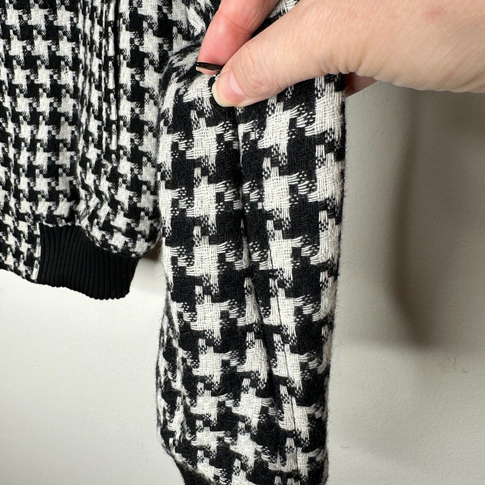 Louis Philippe Philip Ayler White Black Tweed Houndstooth Bomber Jacket M Size M / US 6-8 / IT 42-44 - 3 Thumbnail