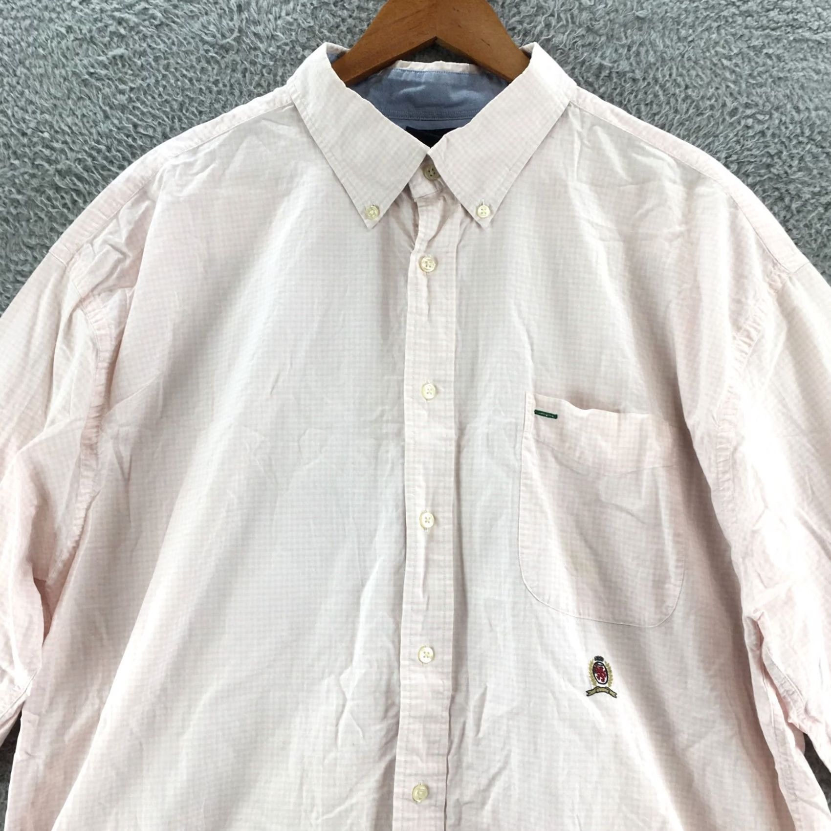 Tommy Hilfiger Tommy Hilfiger Shirt Mens Xxl Pink Cotton Long Sleeve Gingham Collar Button Down Size US XXL / EU 58 / 5 - 2 Thumbnail