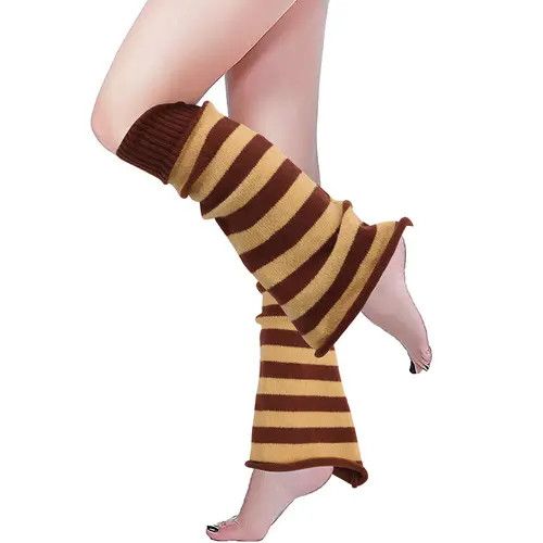 Japanese Brand Knitted Leg Warmer Stripe Loose Fit Sock Size ONE SIZE - 2 Thumbnail