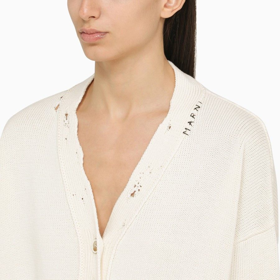 Marni o1d2blof0824 Short Cardigan in White Size M / US 6-8 / IT 42-44 - 3 Thumbnail