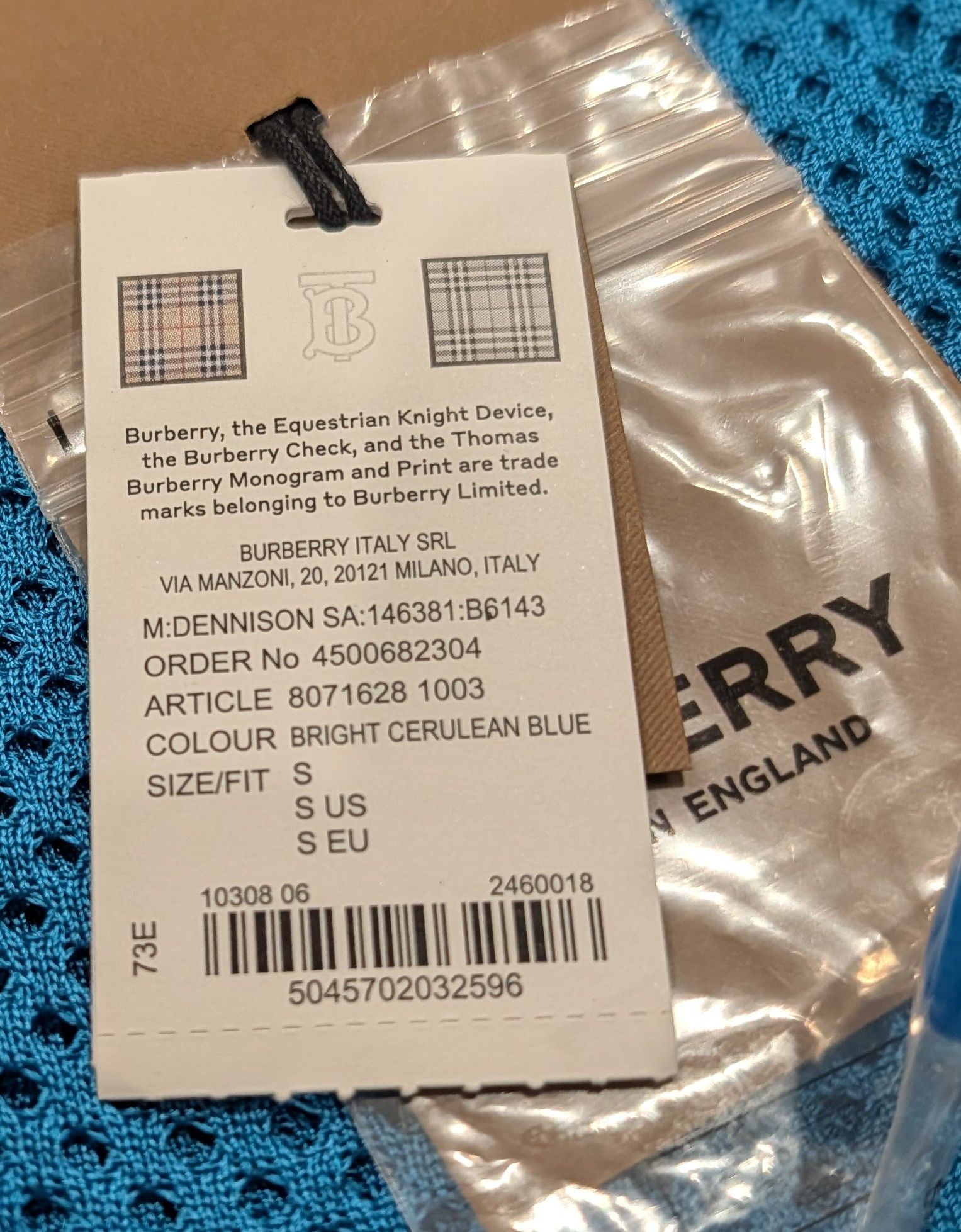 Burberry BURBERRY Mesh Polo Shirt Bright Cerulean Blue Small Size US S / EU 44-46 / 1 - 6 Thumbnail