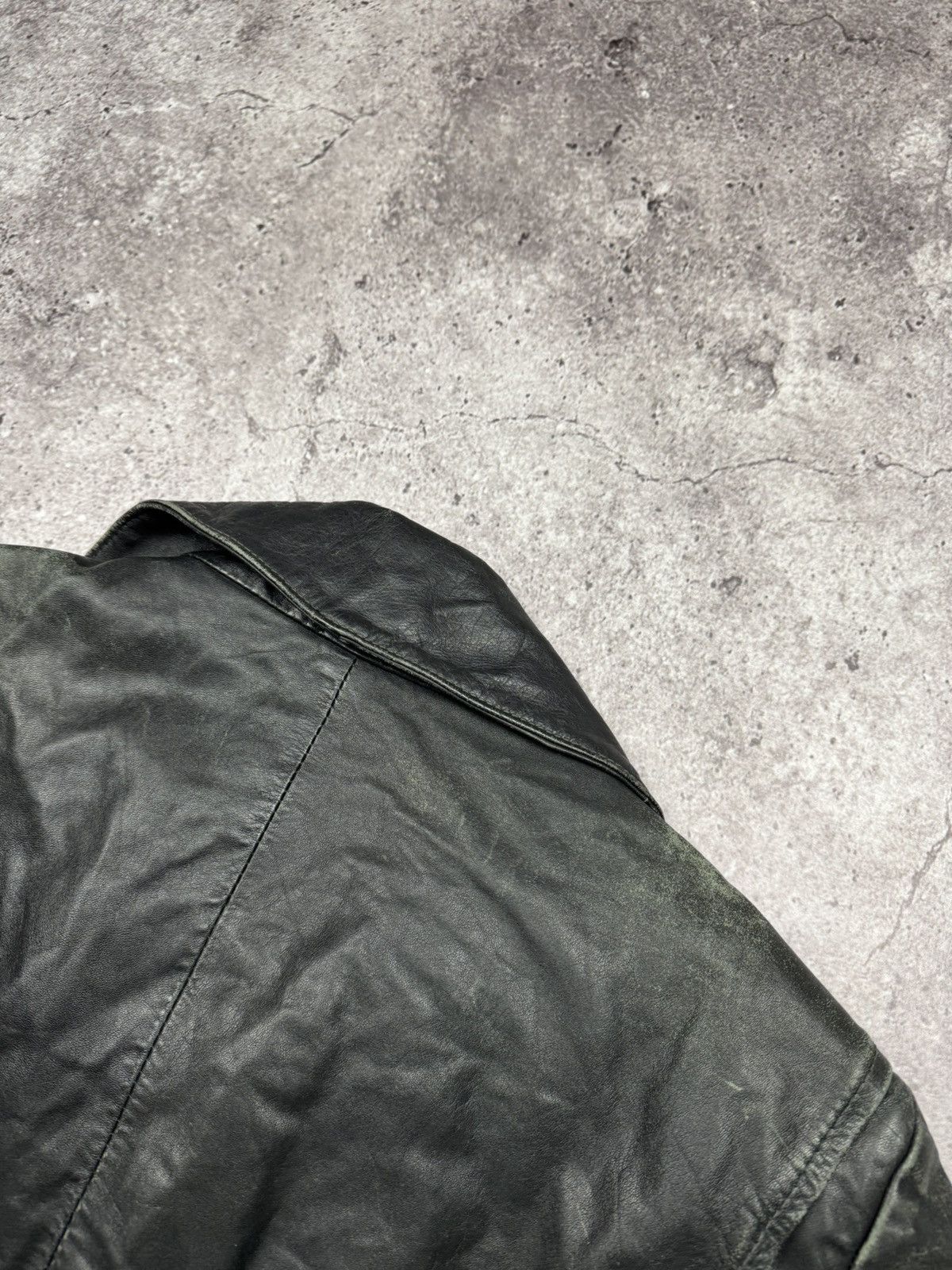 Japanese Brand Y2K Rick Owen’s Style Distressed Leather Bomber Jacket Japan Size US S / EU 44-46 / 1 - 8 Thumbnail