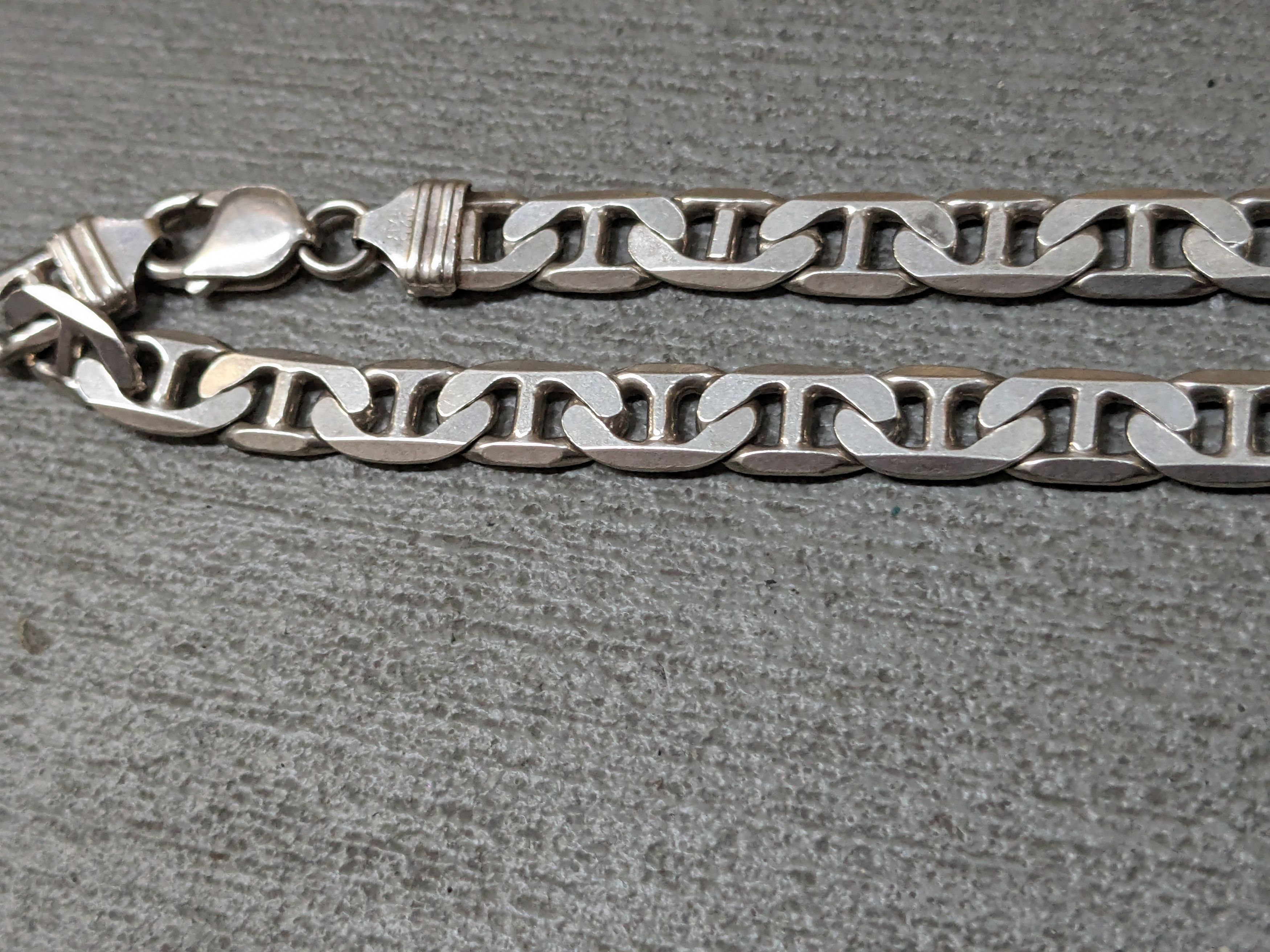 Jewelry Vintage Sterling Silver Necklace Mariner Anchor 22" Chunky Size ONE SIZE - 13 Thumbnail