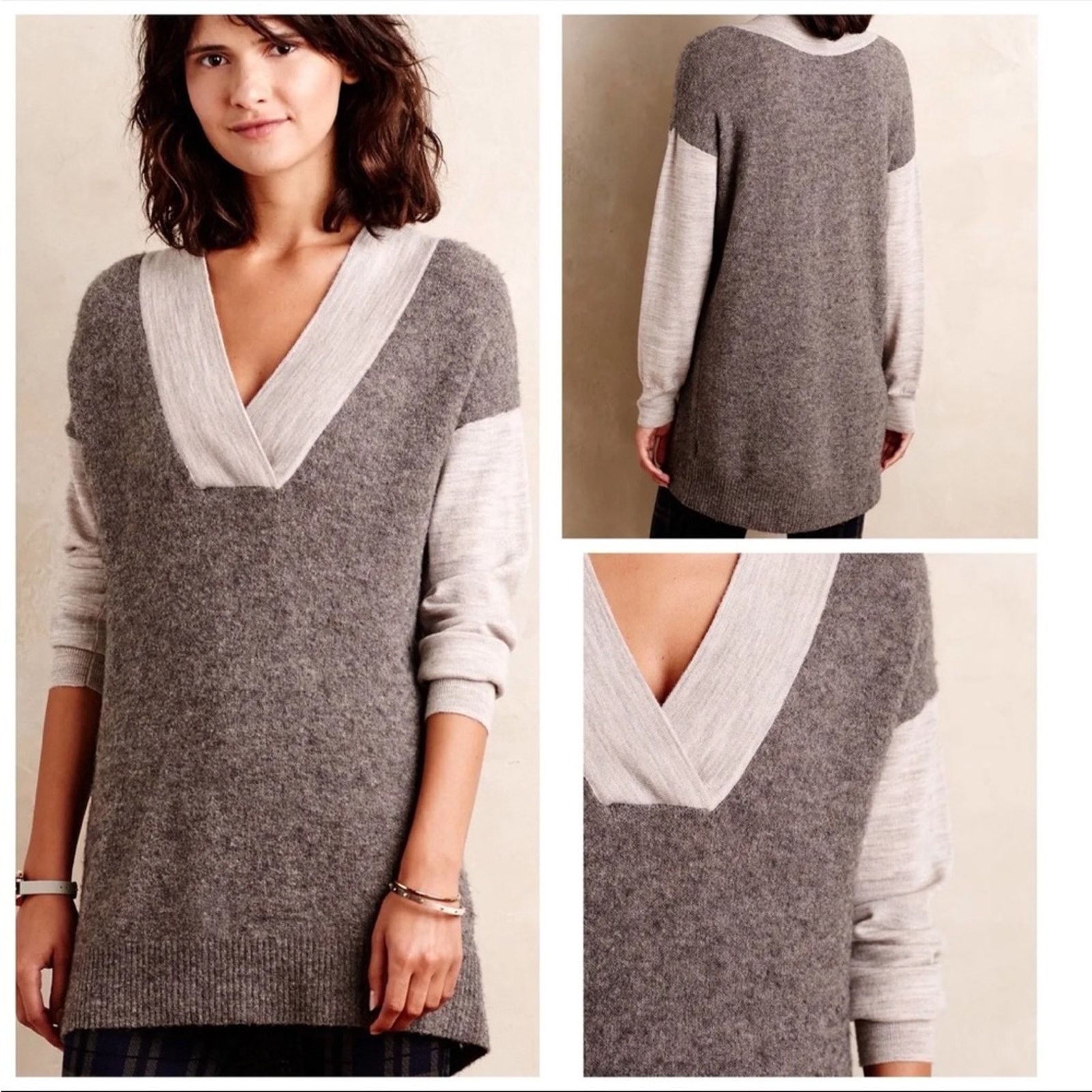 Anthropologie Anthropologie Moth Vneck Soft Wool Alpaca Pullover Sweater L Size L / US 10 / IT 46 - 1 Thumbnail