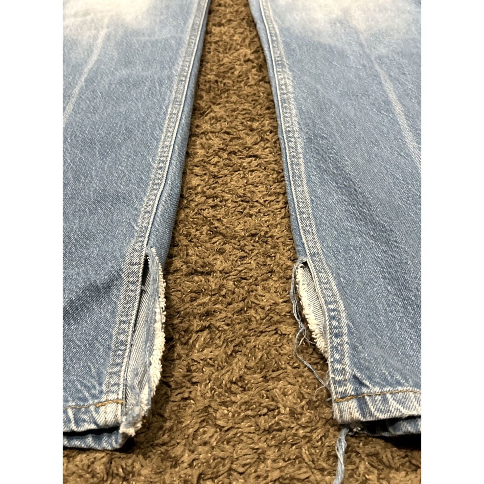 Vintage Kancan Jeans Women 24 Blue Cotton Denim Button Fly 31in Inseam Straight Distressed Regular Waist 26 Model Kancan Baggy Fit Vintage No Size 42" / US 20 - 2 Thumbnail