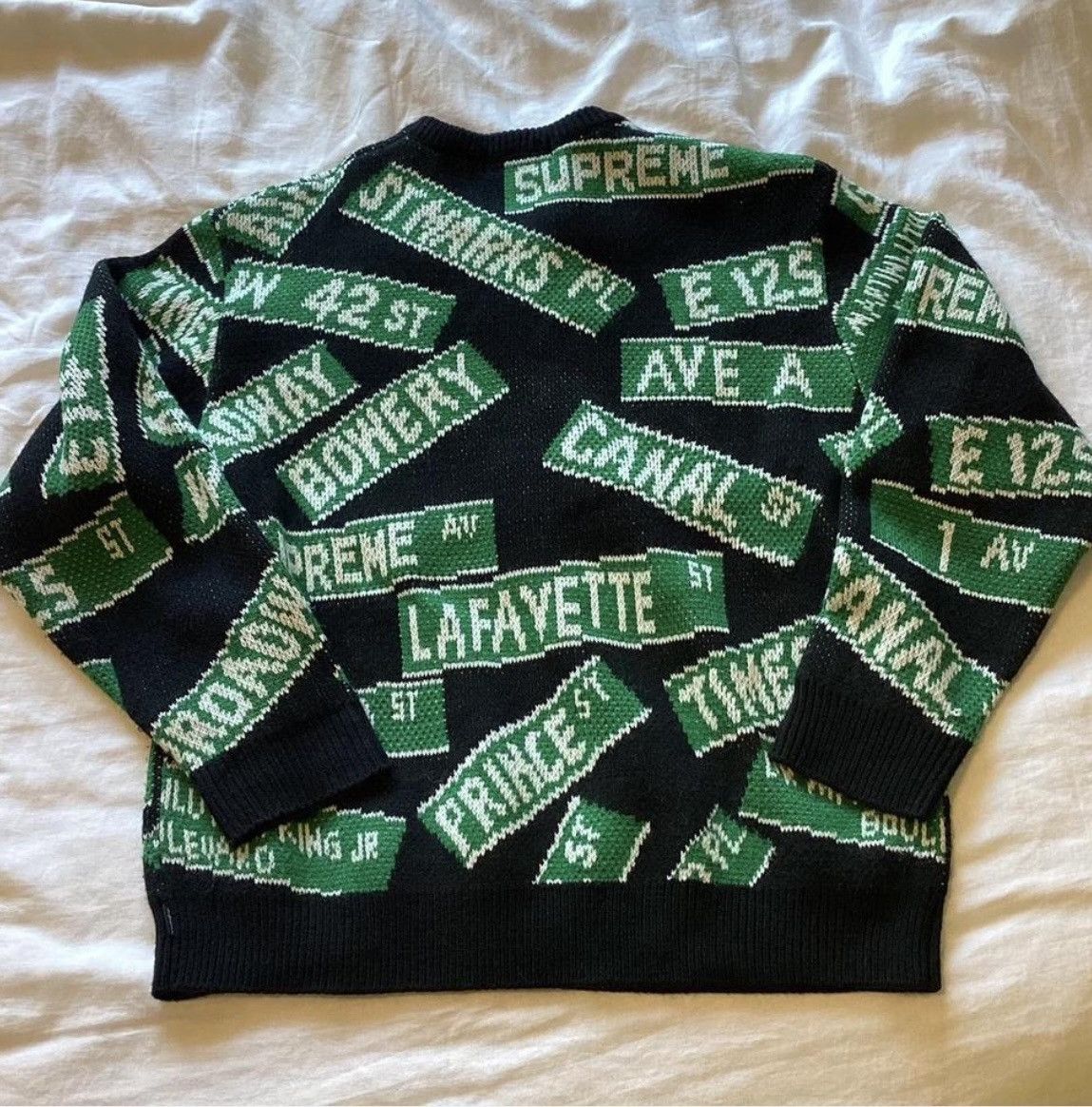 Supreme Supreme green and black street signs knit sweater | Grailed