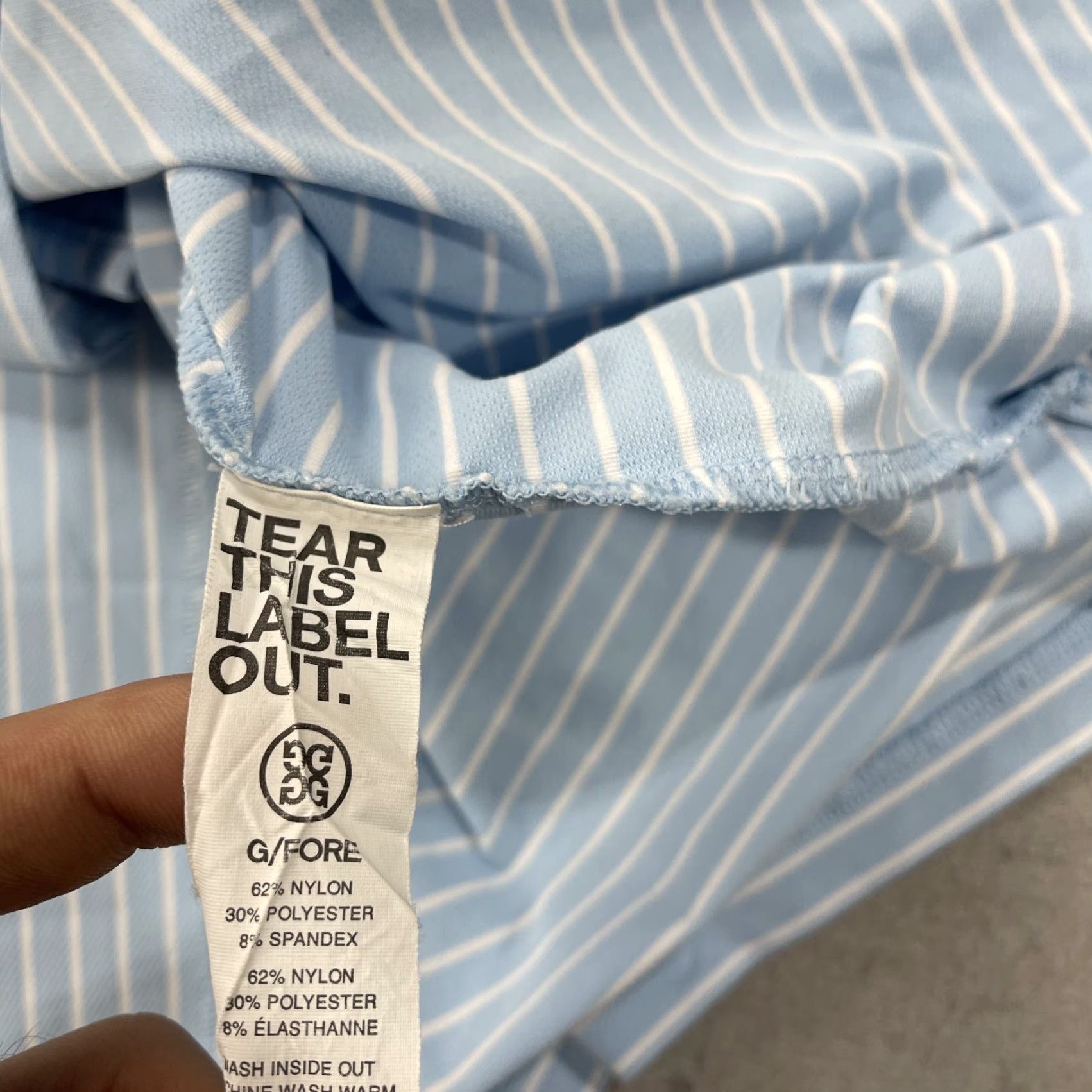 G/FORE G/Fore Polo Shirt Mens Large Blue Striped Golf Performance Perforated Stretch Size US L / EU 52-54 / 3 - 7 Thumbnail