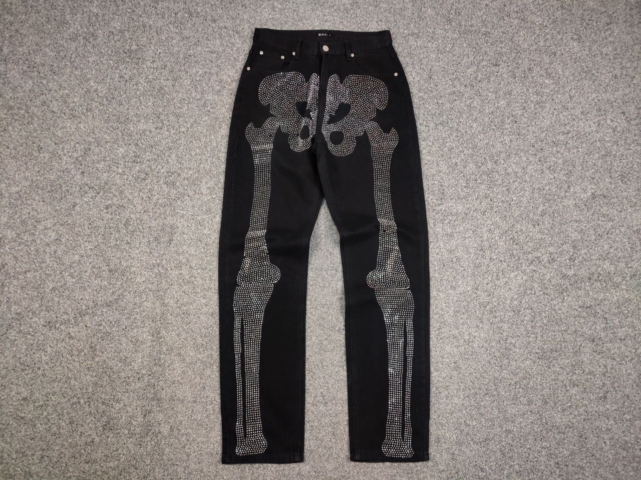 Japanese Brand Vintage Japanese Skeleton diamond Logo Black Denim Jeans Size US 30 / EU 46 - 7 Thumbnail