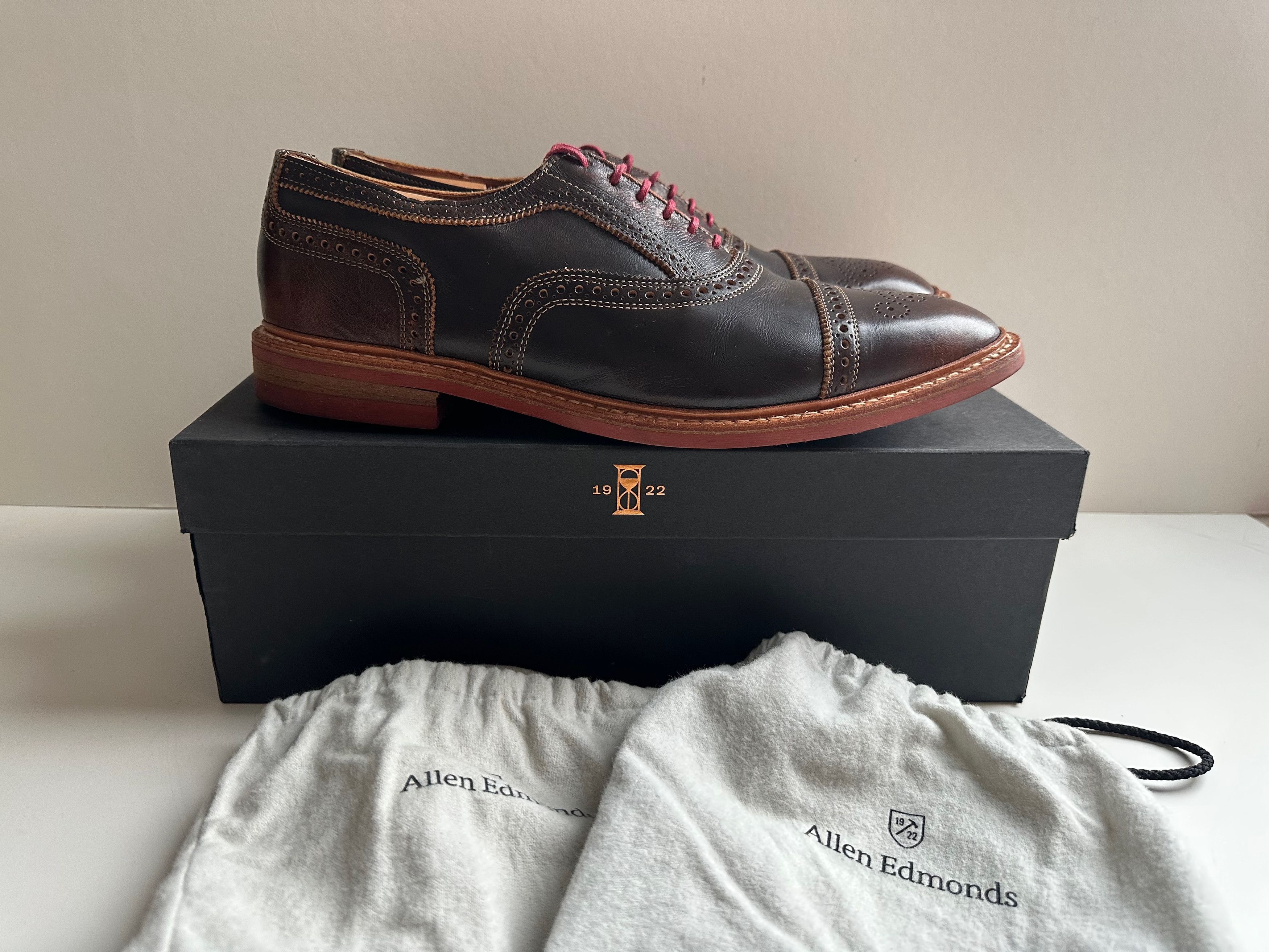 Allen Edmonds Strandmok Cap-toe Oxford - Brown - Size 14D