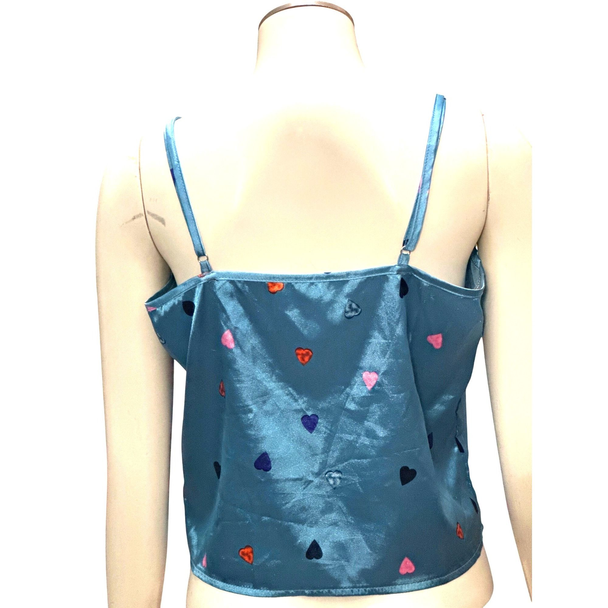 Other CCC Heart Pattern Satin Camisole Top Adjustable Spaghetti St Size M / US 6-8 / IT 42-44 - 3 Thumbnail