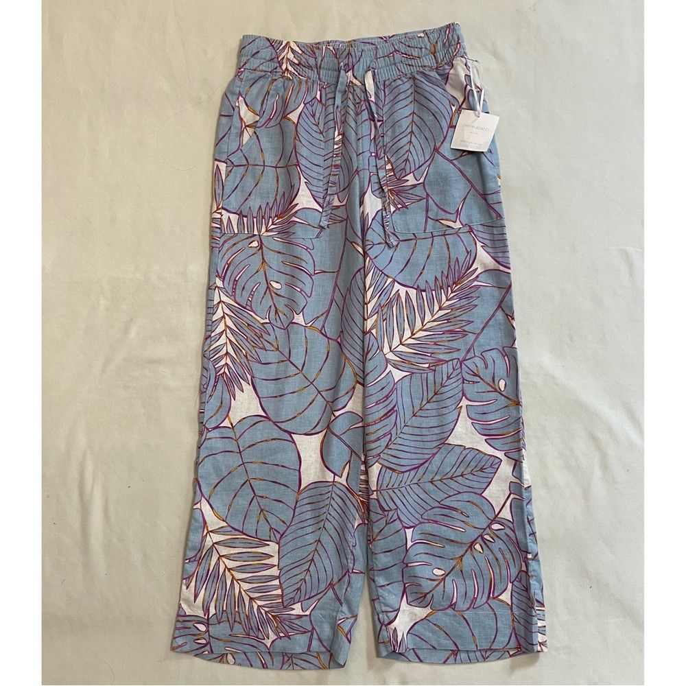 Cynthia Rowley NWT New Cynthia Rowley Linen Blue Tropical Leaf Shirt Pants Size 26" / US 2 / IT 38 - 5 Thumbnail