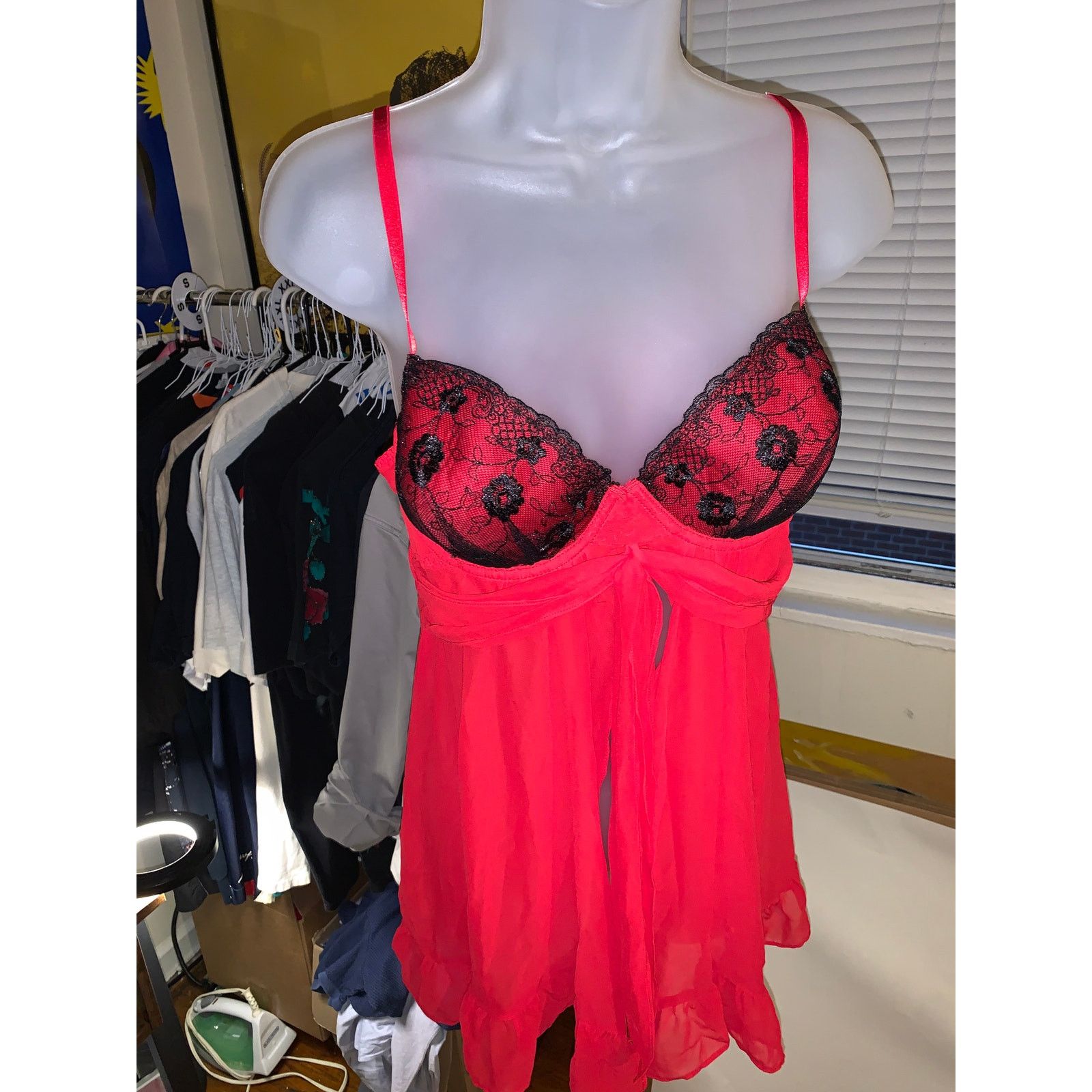 Apt. 9 Apt 9 Babydoll Lingerie Top Pink Black Lace XL Underwire Size XL / US 12-14 / IT 48-50 - 2 Thumbnail