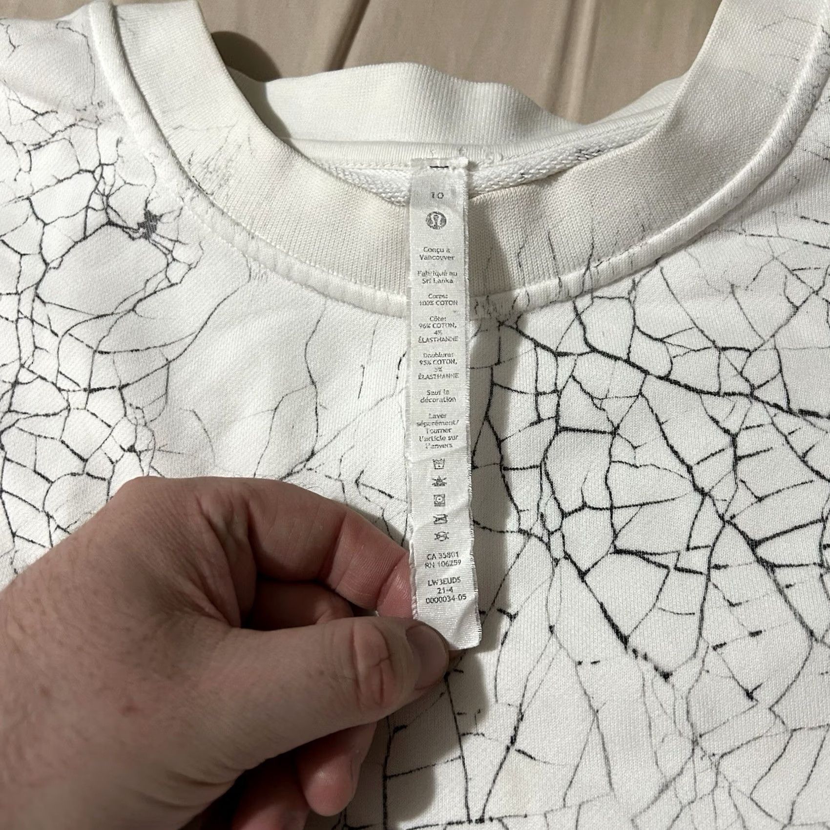 Lululemon Lululemon Sweatshirt Women’s Oversized Crackle Crew Size 10 White Pullover Activewear Crewneck - Womens Size L / US 10 / IT 46 - 4 Thumbnail