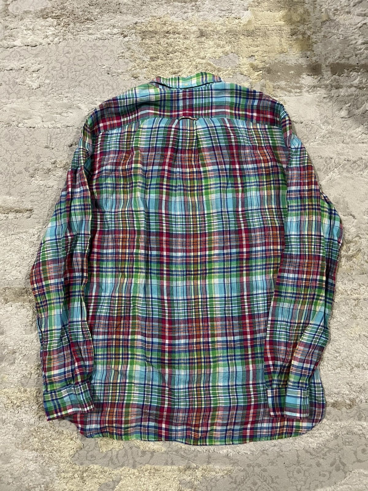 RRL Ralph Lauren Polo Ralph Lauren Madras Plaid Linen Long Sleeve Oxford Shir Size US L / EU 52-54 / 3 - 5 Thumbnail
