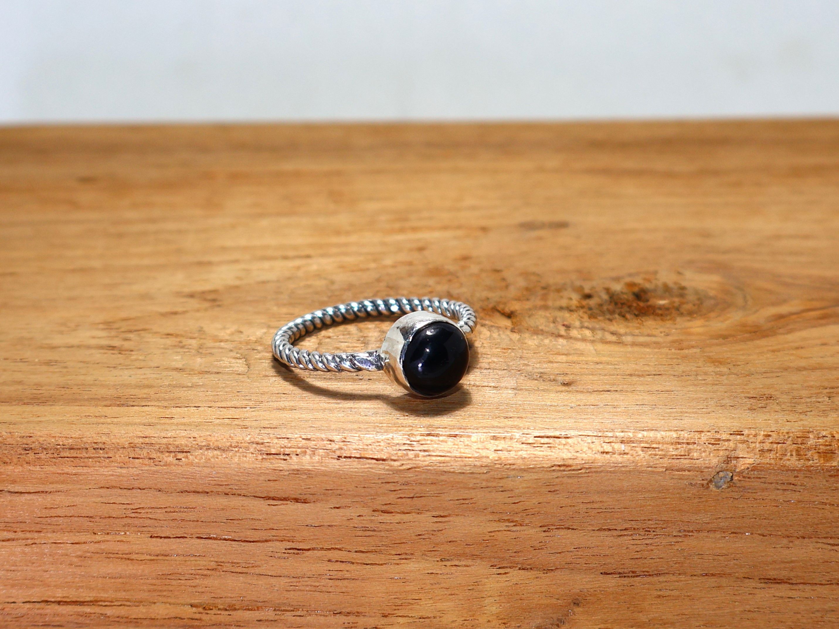 Handmade Black Onyx Ring, Sterling Silver Ring, Stacking Ring Size ONE SIZE - 3 Thumbnail