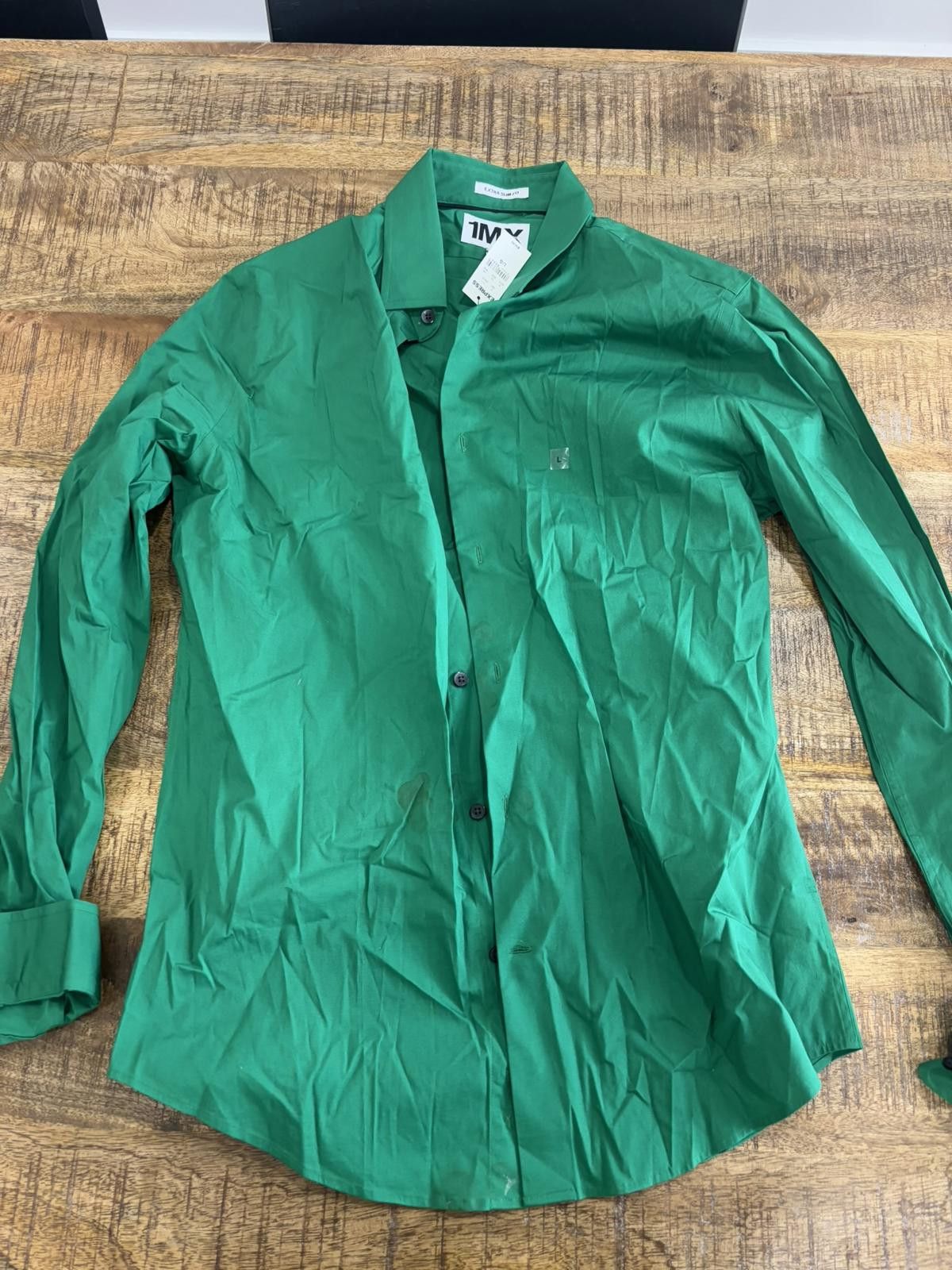 Express 1MX Express Men's Green Button-Up Dress Shirt | Grailed