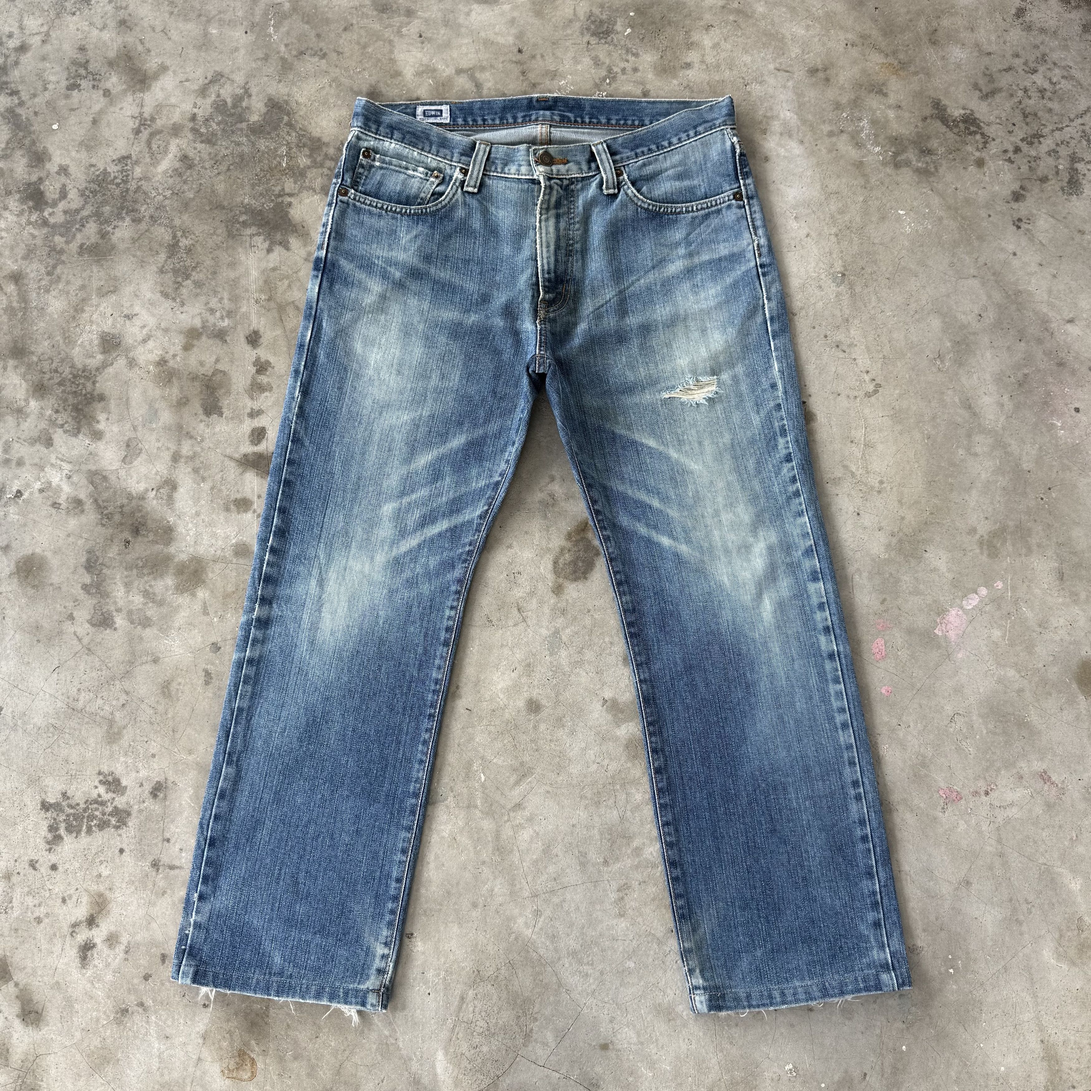 Edwin W35x26.5 Vintage Edwin Faded Blue Denim Jean Pants Size US 35 - 2 Thumbnail