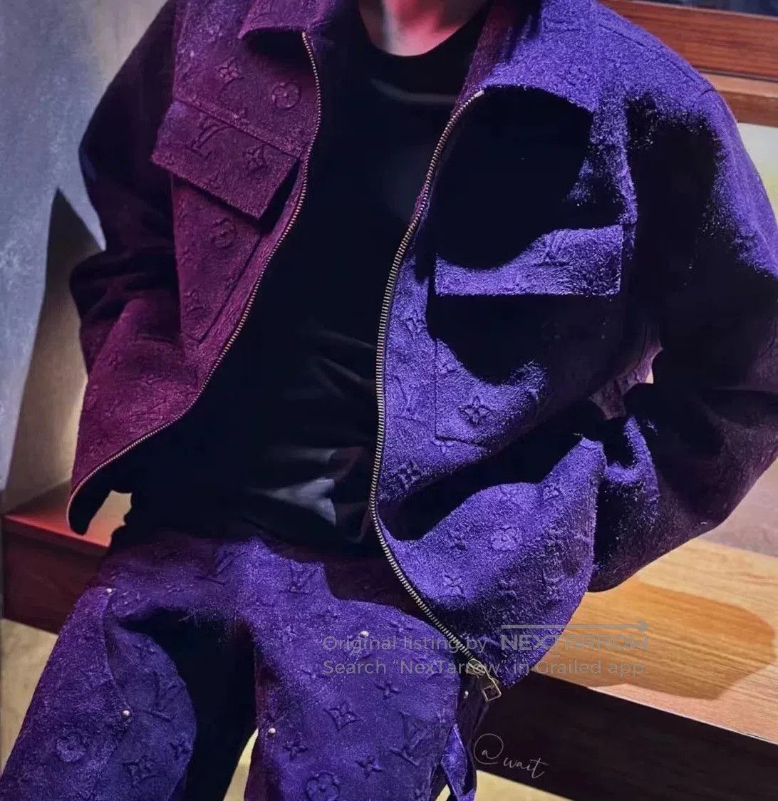 Louis Vuitton LV Purple Monogram Leather Jacket & Pants Set. Size US M / EU 48-50 / 2 - 5 Thumbnail