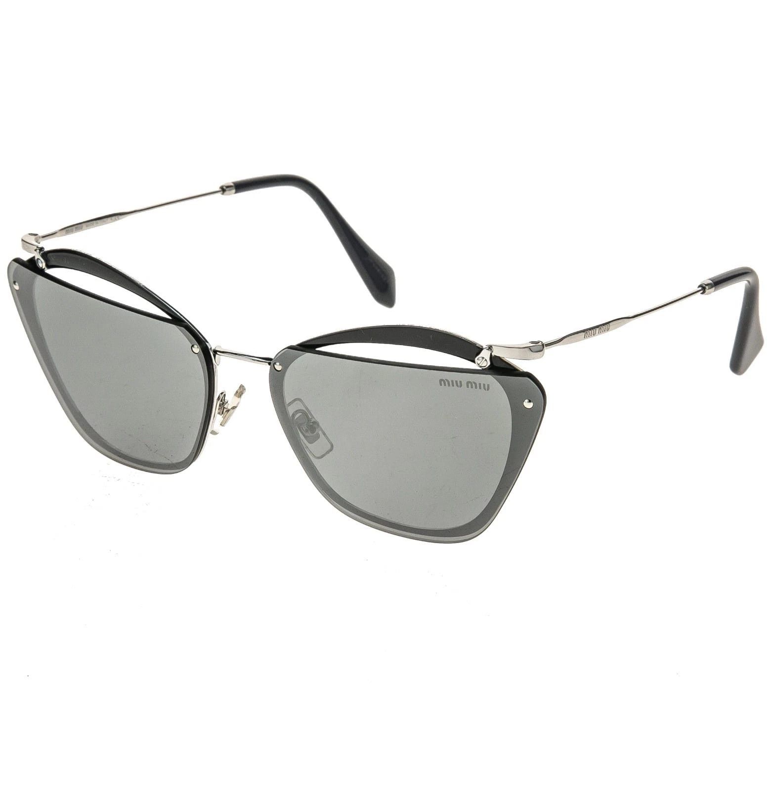 Miu Miu MIU MIU MU54TS NOIR Cut Out 54T Black Silver Mirrored Size ONE SIZE - 8 Thumbnail