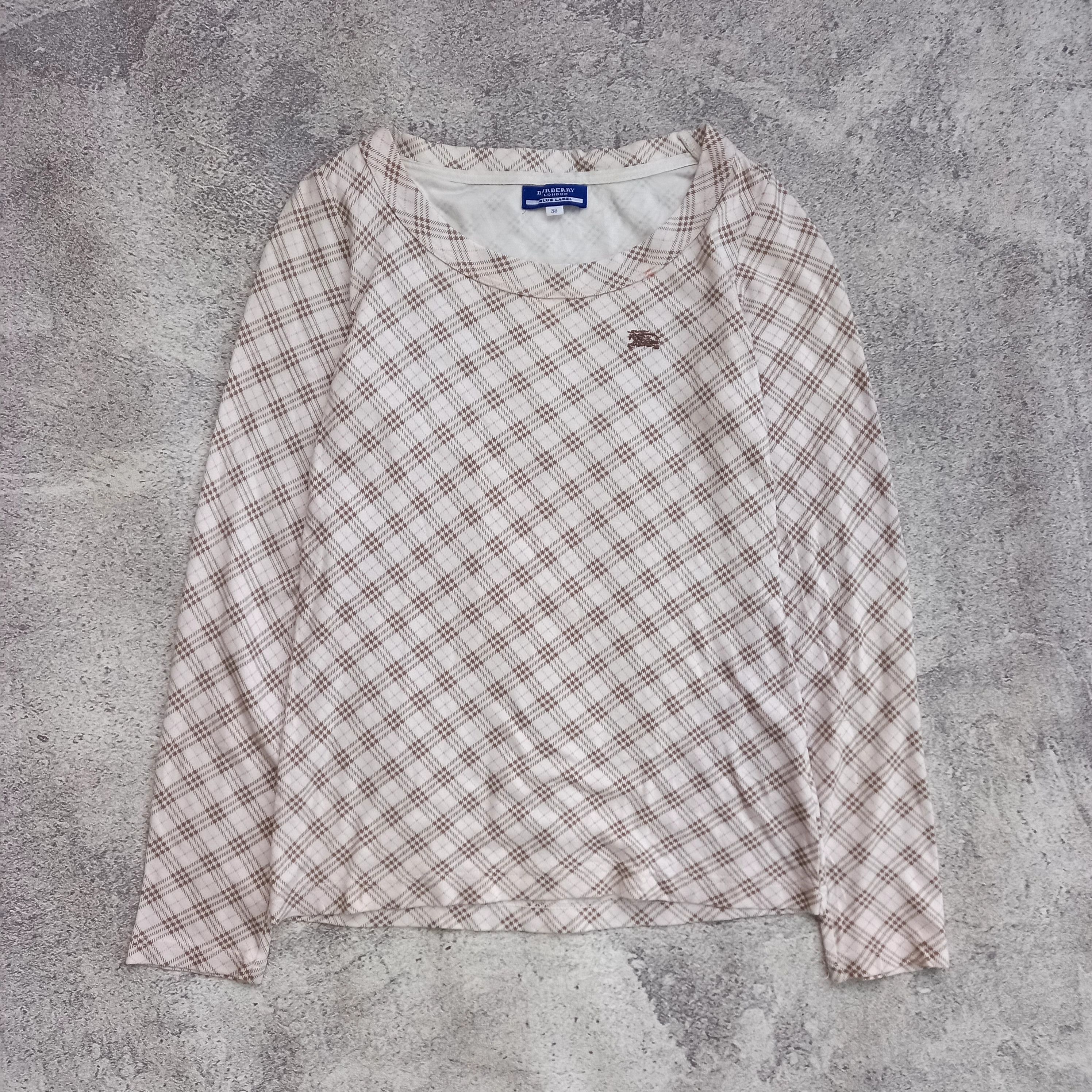 Burberry Burberry London Blue Label Checkered Long Sleeve T-Shirt Size S / US 4 / IT 40 - 1 Thumbnail