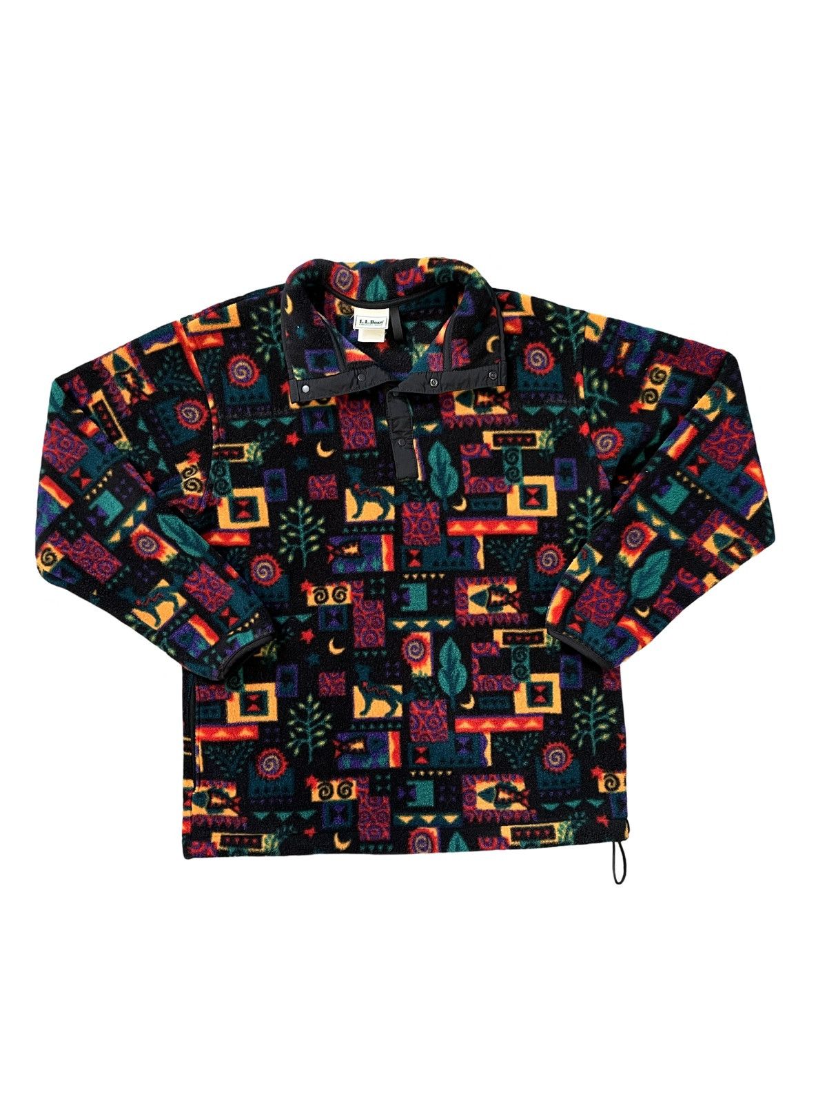 image of L L Bean x Vintage 90's Ll Bean Aztec Southwestern Snap T Fleece, Men's (Size Medium)