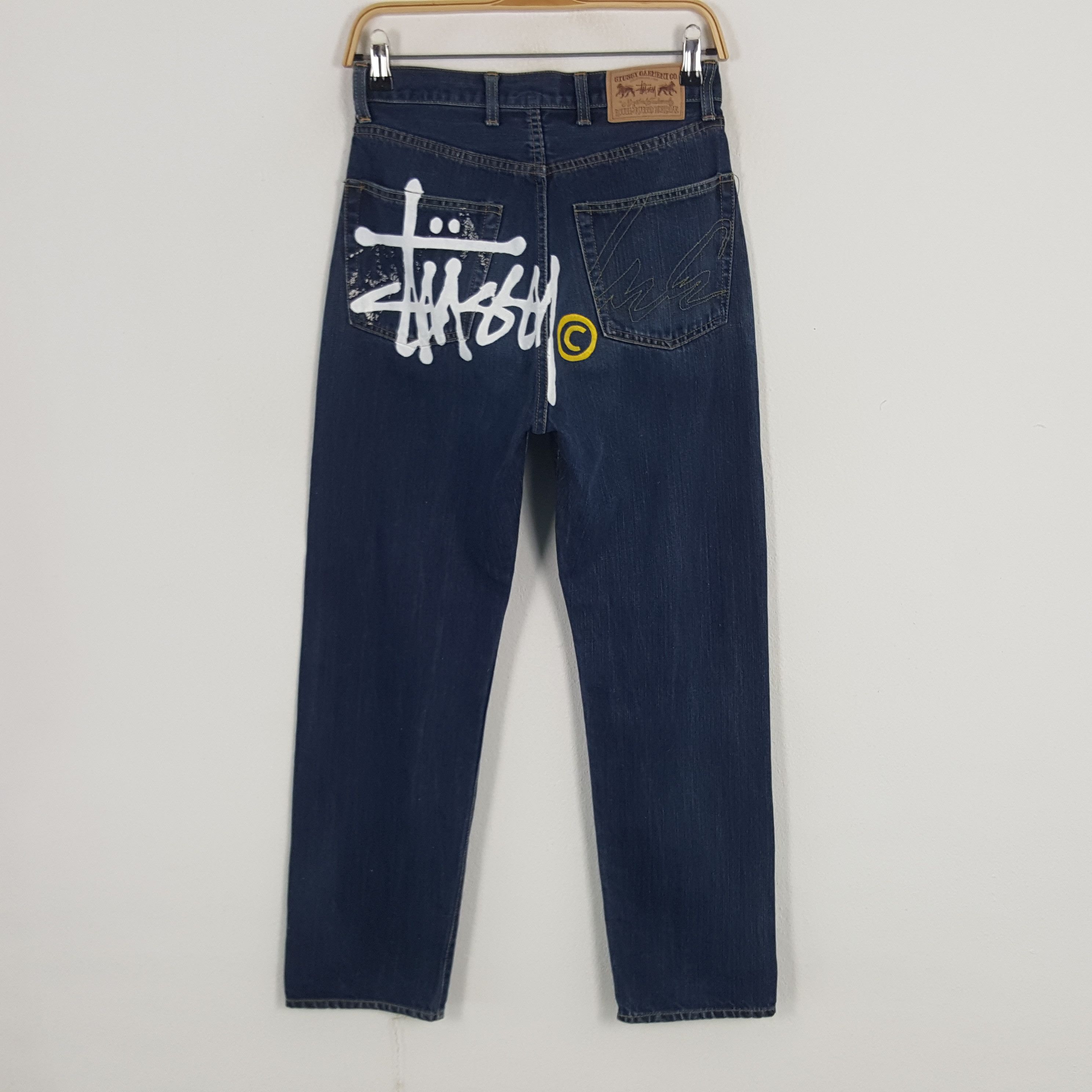 Stussy × Vintage Vintage Stussy Japan Custom Art Logo Denim Jeans Size US 27 - 1 Thumbnail