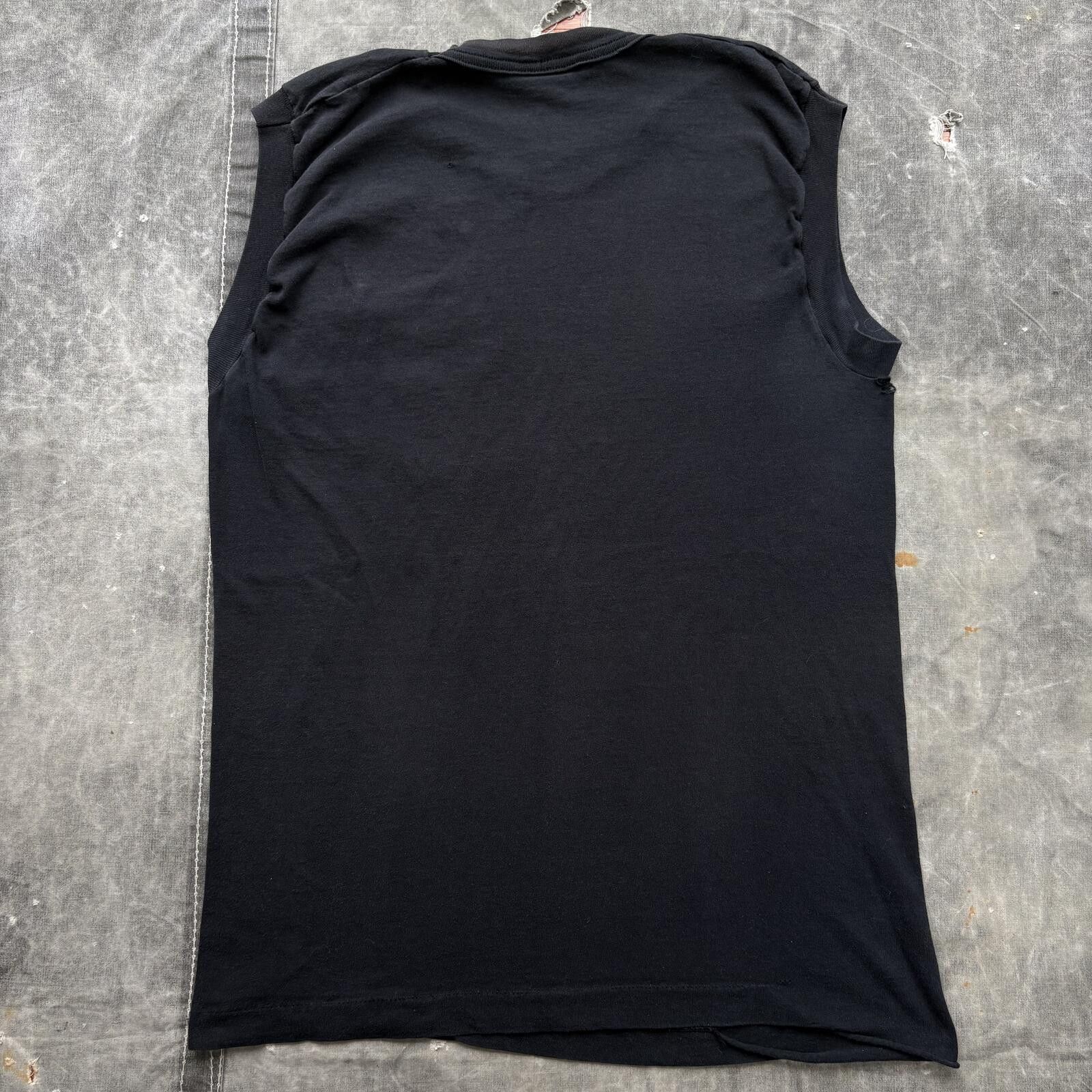 Fruit Of The Loom Vintage 80s Grunge Black Selvedge Pocket Sleeveless Shirt Size US L / EU 52-54 / 3 - 3 Thumbnail