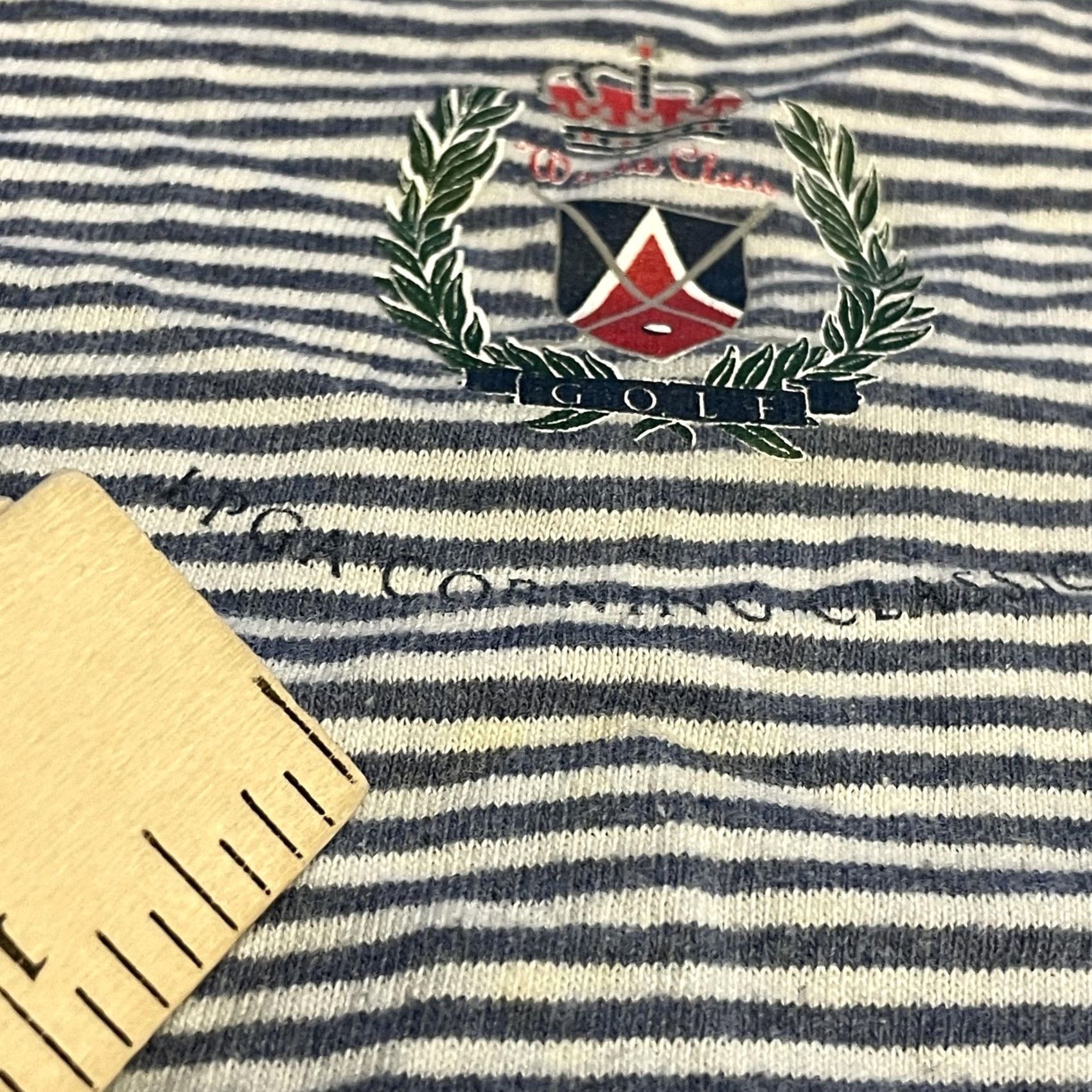 Vintage VINTAGE Freeman Sports Shirt Mens XL Blue White Striped Golf Crest USA 90s Tee Size US XL / EU 56 / 4 - 4 Thumbnail