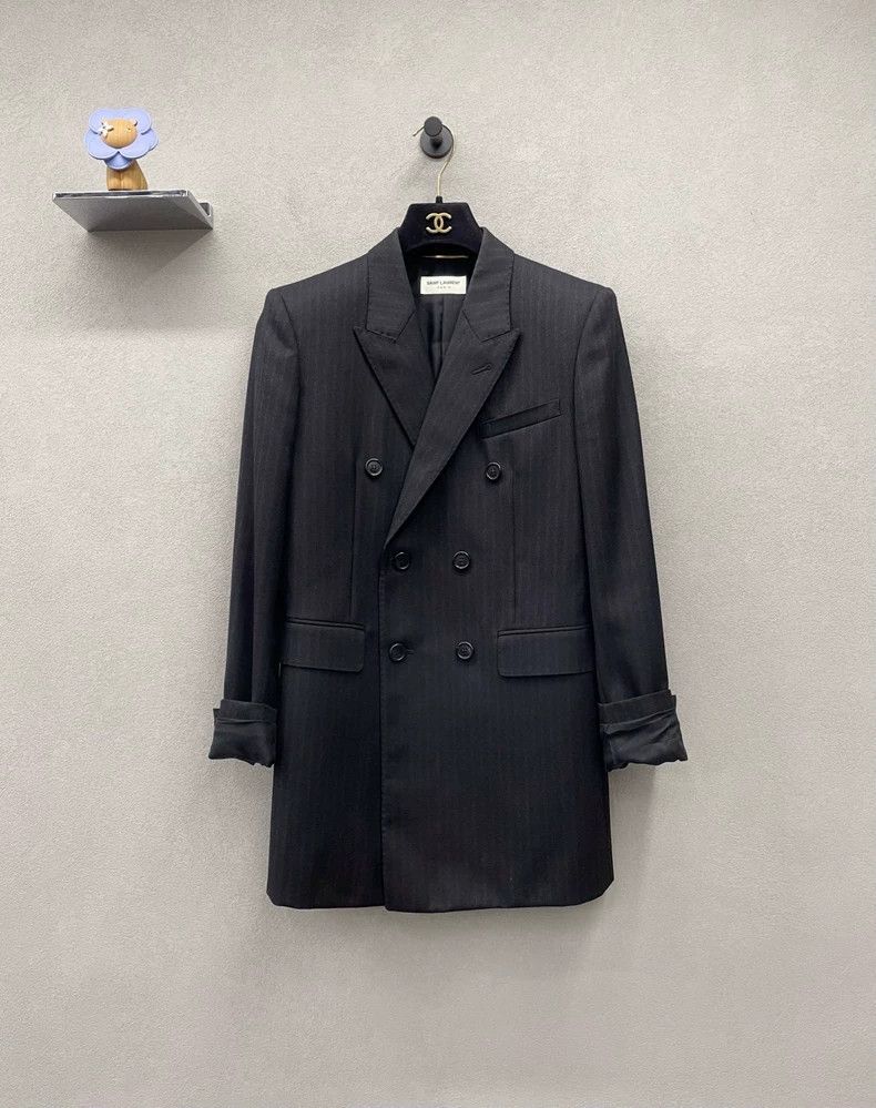 Saint Laurent Paris Saint Laurent ParisStriped double-breasted black jacket 25 Size XS / US 0-2 / IT 36-38 - 1 Thumbnail