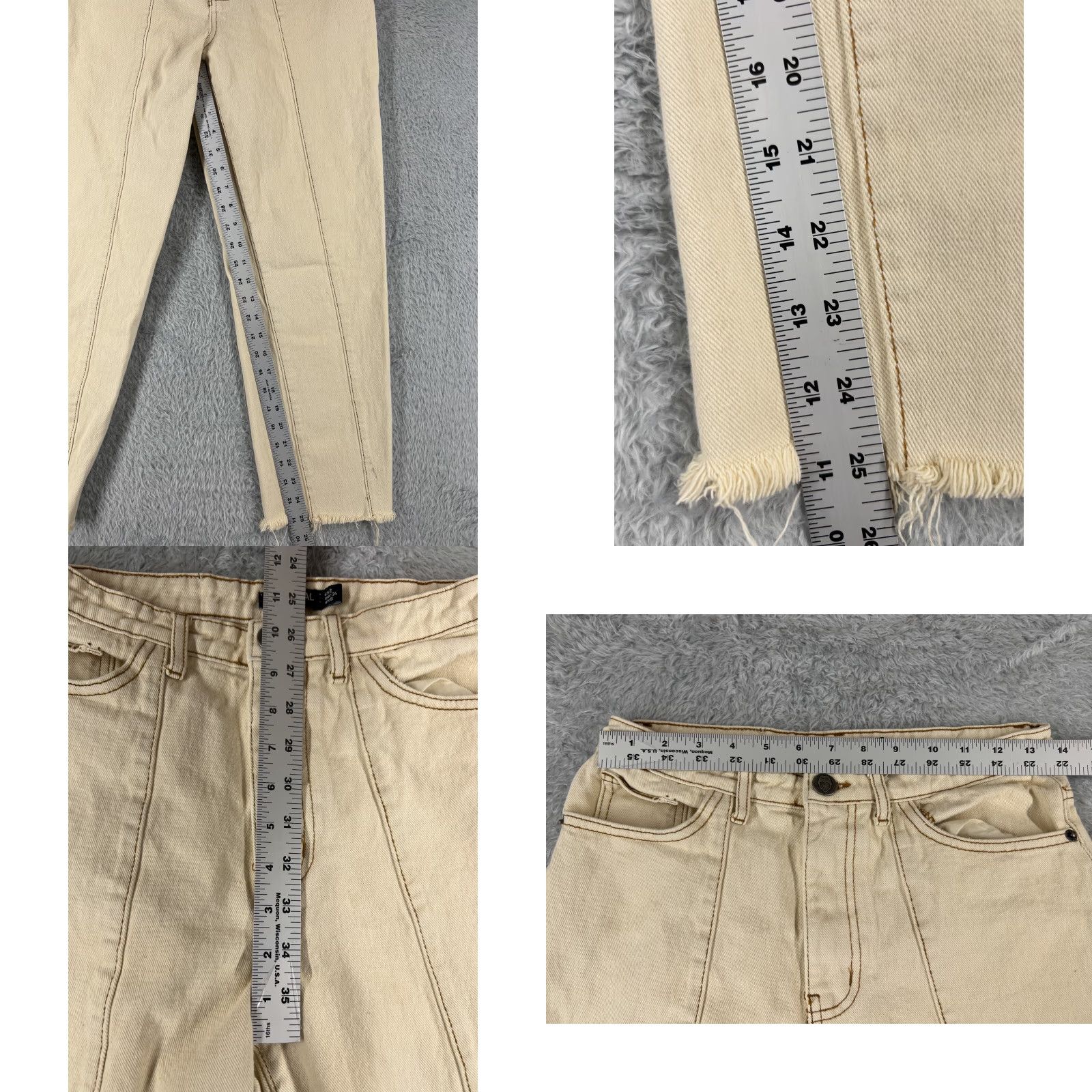 Nasty Gal Vintage Nasty Gal Women's Wide Leg Denim Jeans 26x2 Mid Rise Beige Cotton Raw Hem 90s Size 26" / US 2 / IT 38 - 8 Thumbnail