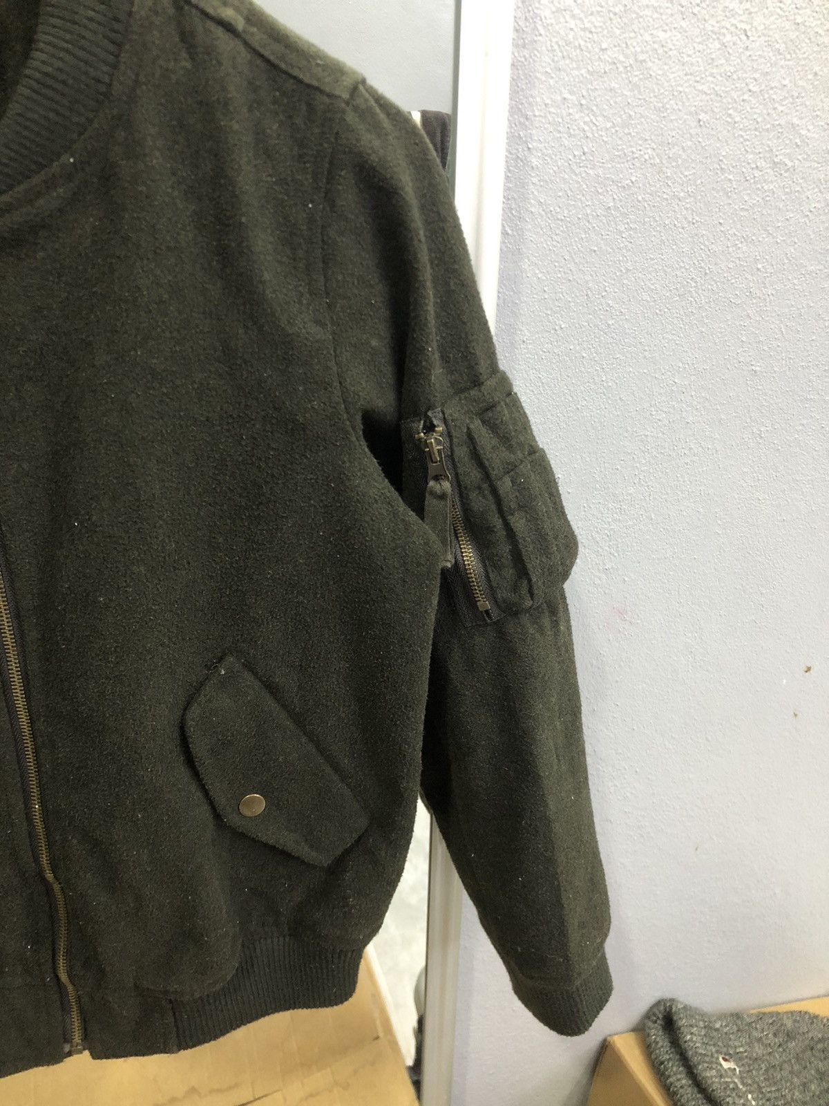 Japanese Brand Alicia Pageboy Wool MA-1 Bomber Jacket Olive Japan Size S / US 4 / IT 40 - 4 Thumbnail