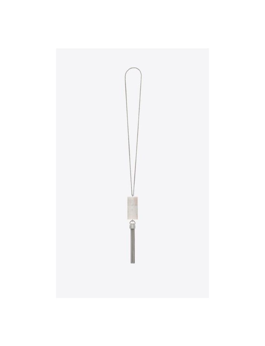 Saint Laurent Paris o1bcso1str1224 Size:OS/Angelica Mini Tube Necklace in Silver Size ONE SIZE - 3 Thumbnail