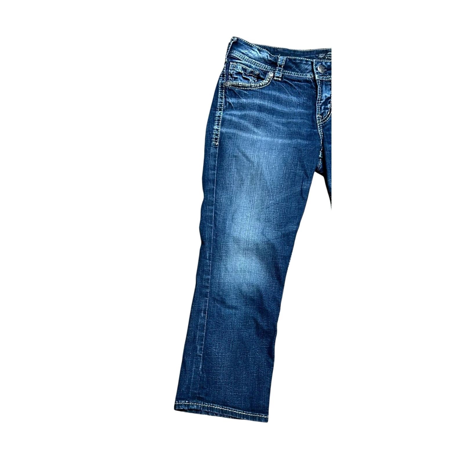 Silver Jeans Co. Silver Jeans Suki Mid Capri Jeans Women 31x22 1/2 Blue Super Stretch Denim 5-Pocket Brand: Silver Jeans Womens Regular Fit Capri Style Size 26" / US 2 / IT 38 - 3 Thumbnail