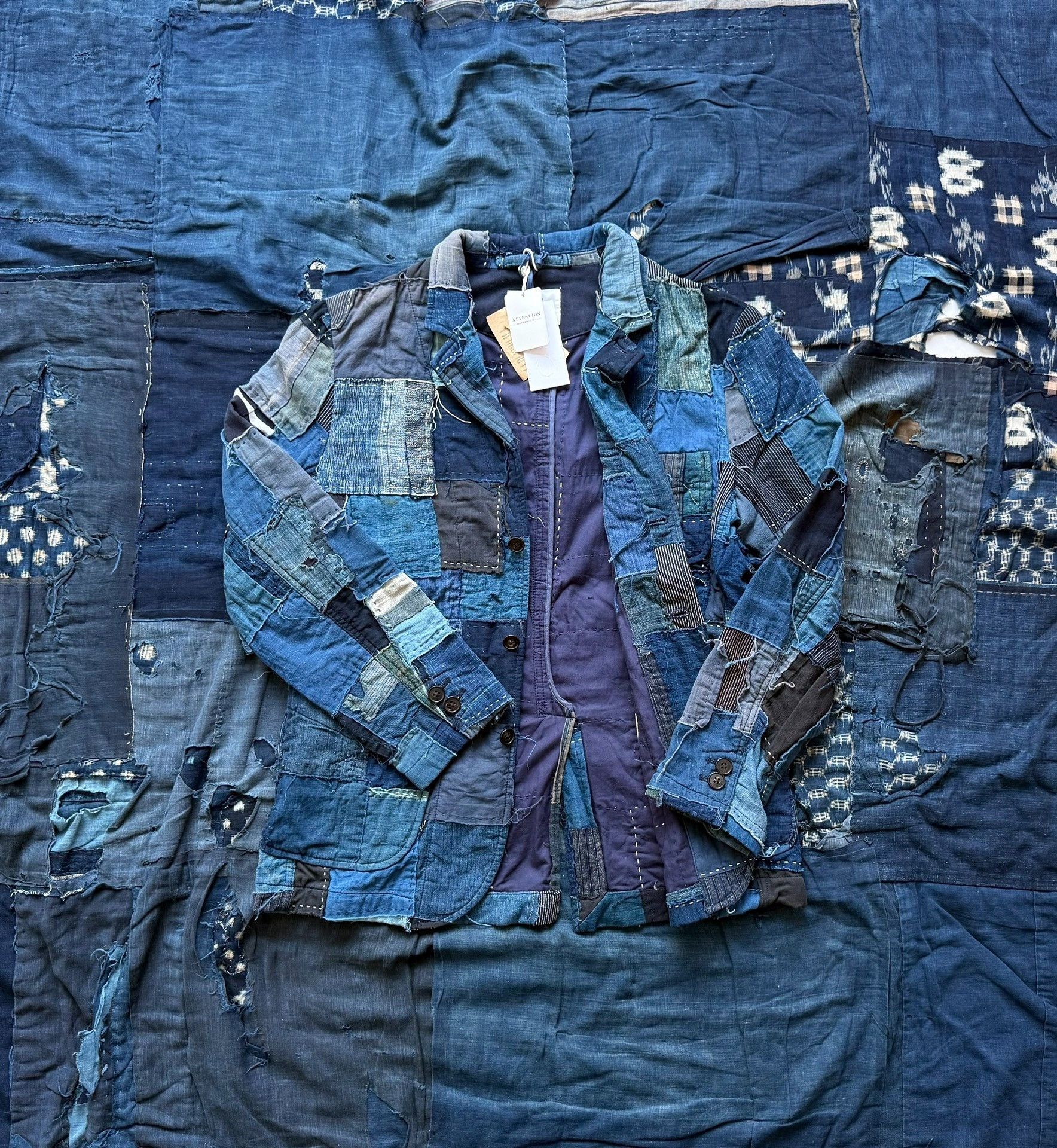 KUON Kuon 22AW Distressed Sashiko Patchwork Blazer Size US M / EU 48-50 / 2 - 3 Thumbnail