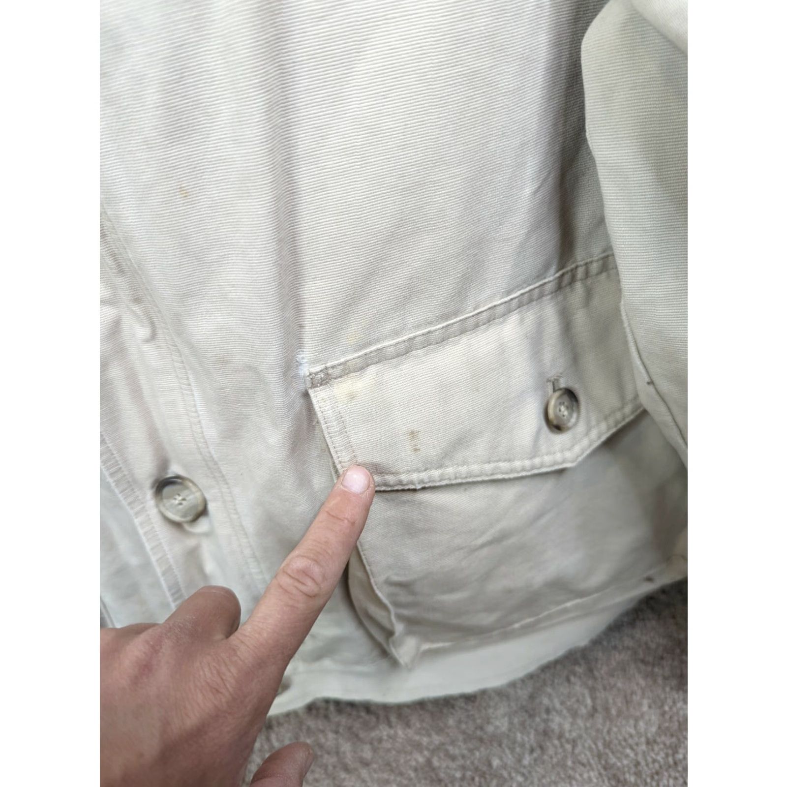 Vintage VINTAGE L.L Bean Plaid-Lined Barn Chore Canvas Coat XL Beige Leather Collar Men Size US XL / EU 56 / 4 - 5 Thumbnail