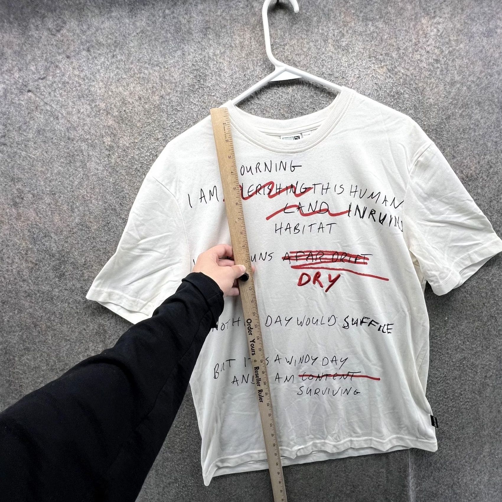 Puma Puma Shirt Mens Small White Mourning Habitat Poem Graphic Tee Y2K Streetwear Size US S / EU 44-46 / 1 - 3 Thumbnail