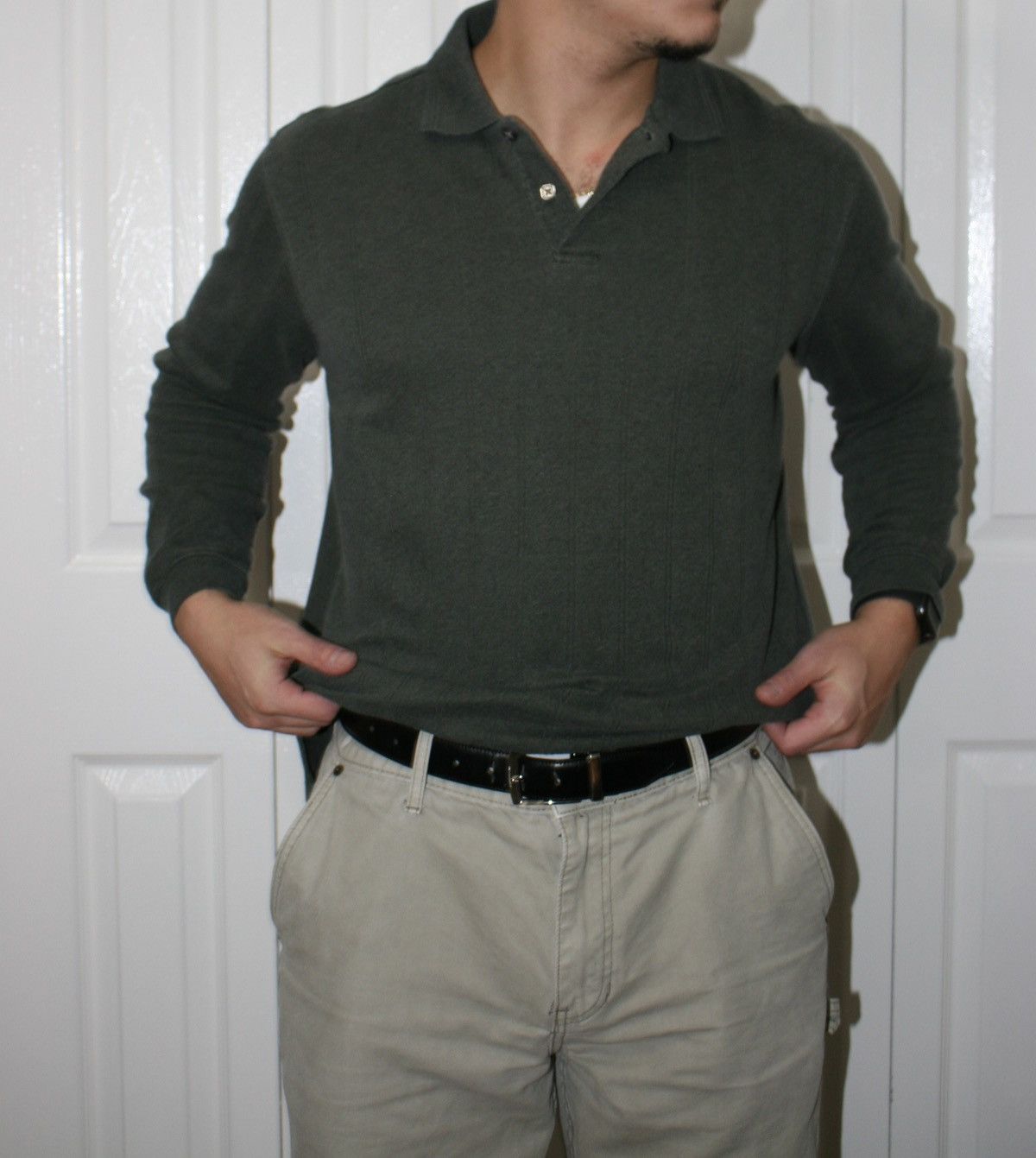 Axist Axist Olive Green Long-Sleeve Polo Shirt Size US S / EU 44-46 / 1 - 2 Thumbnail