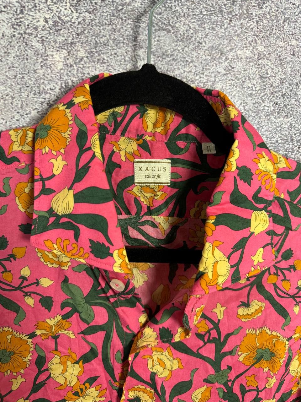 Designer × Vintage Xacus Size 17/43 Evolution Fit Pink Shirt Floral Print Size US L / EU 52-54 / 3 - 9 Thumbnail